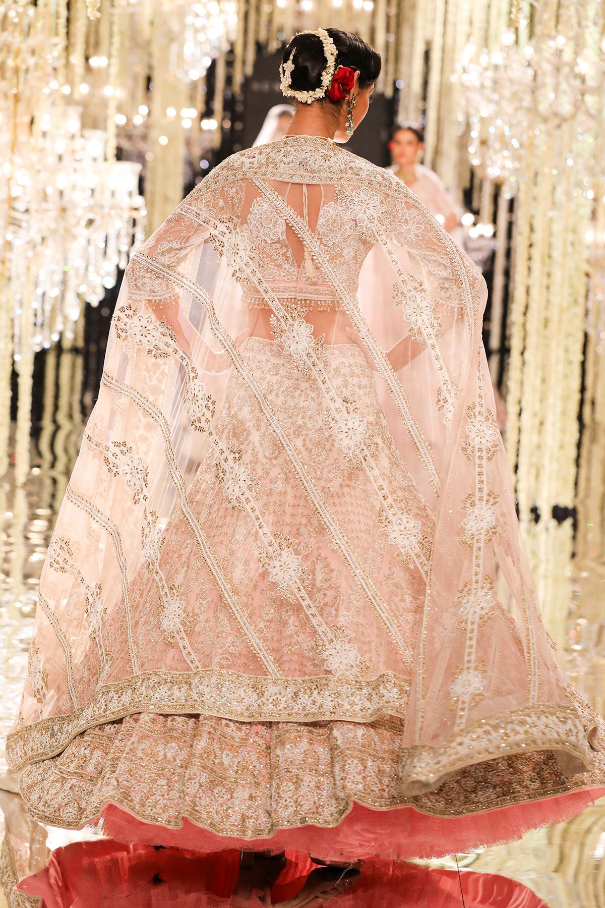Blush Thread & Crystal Embroidered Lehenga