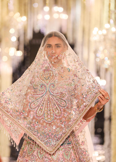Blush Silk Jacquard Swarovski Lehenga