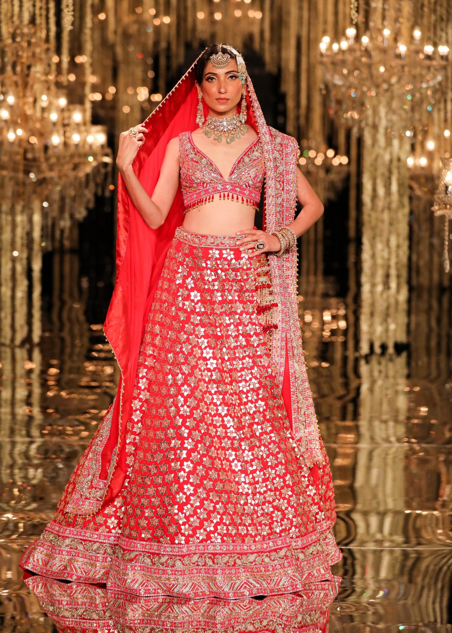 Sindhoor Red Gota & Zardozi Embroidered Ensemble
