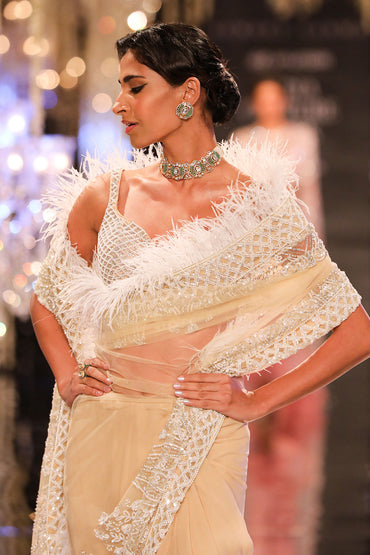 Nude Pearl & Crystal Saree