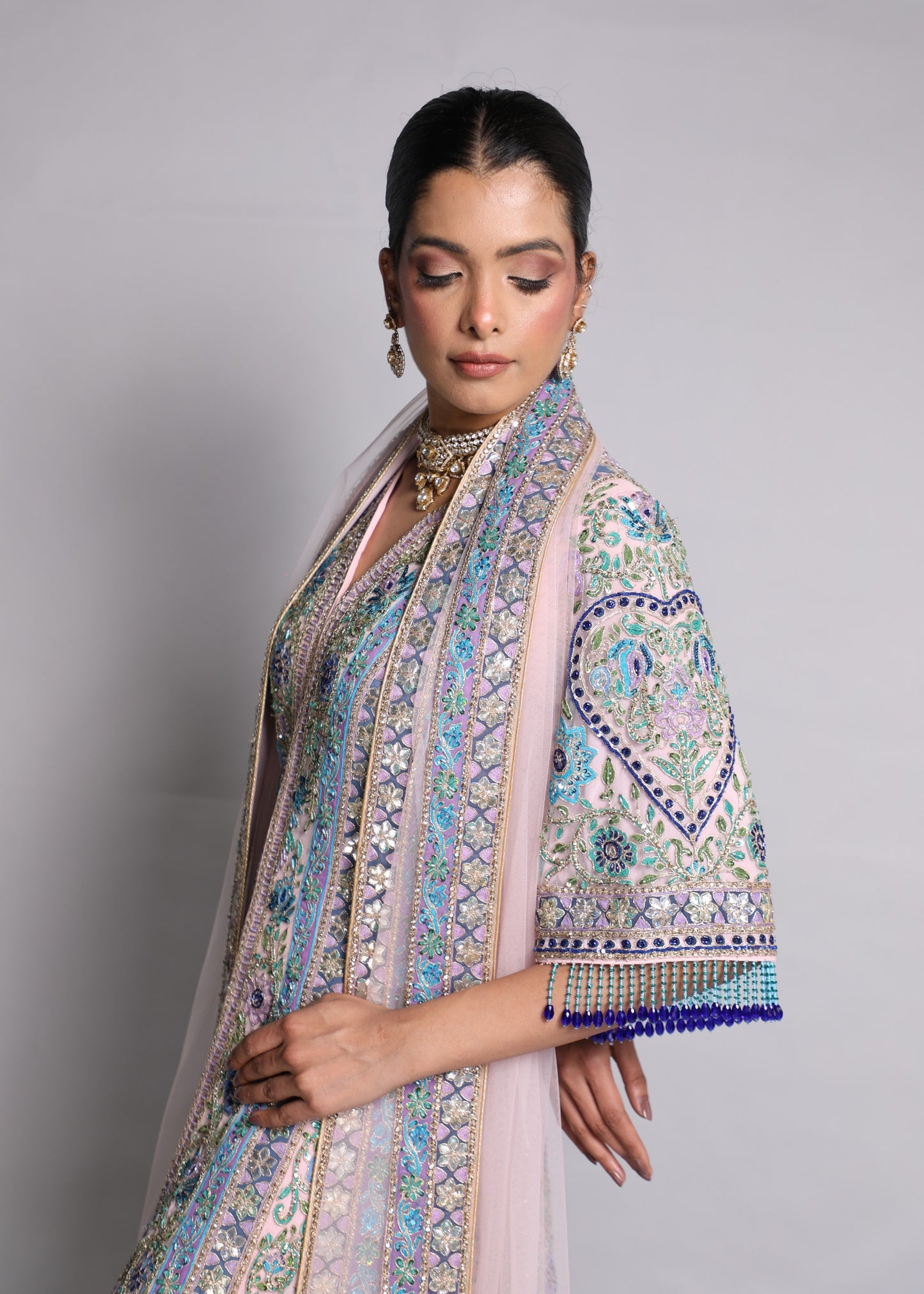 Blush Pink Embroidered Anarkali Set