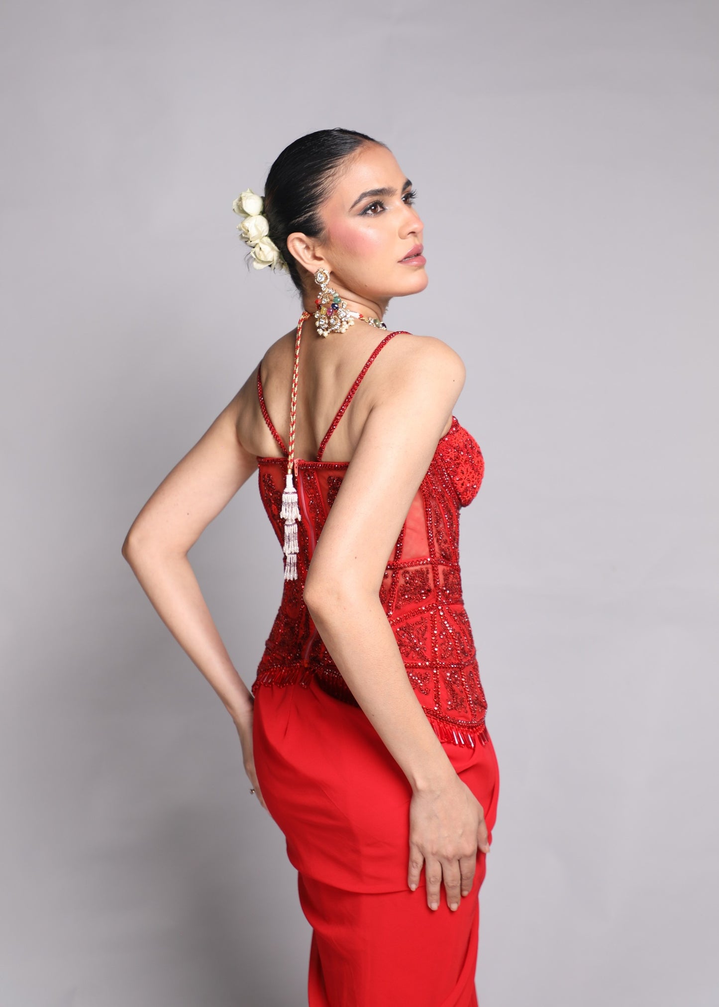 Draped Skirt With Embellished Corset