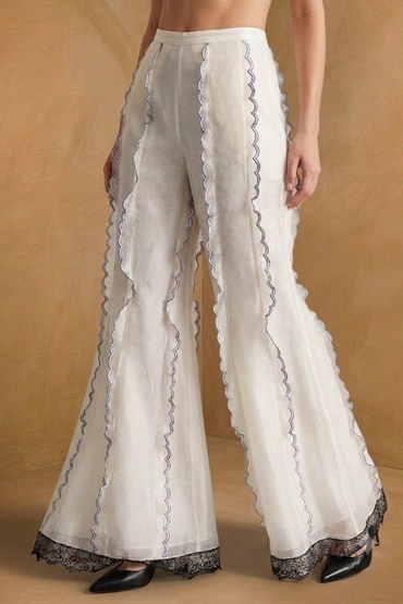 Silk Organza Wide-Leg Trousers