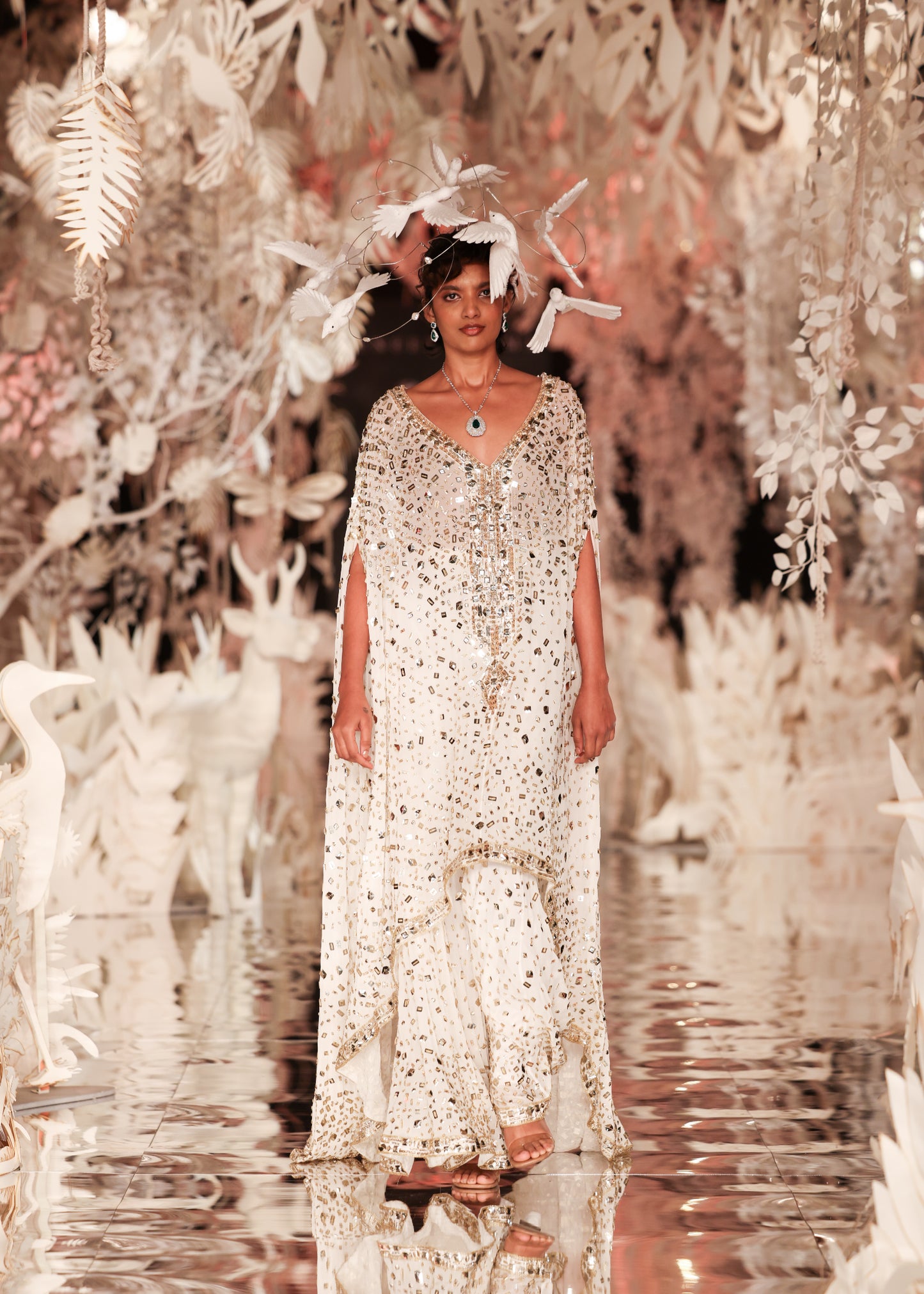 Embellished High-Low Kaftan Gown
