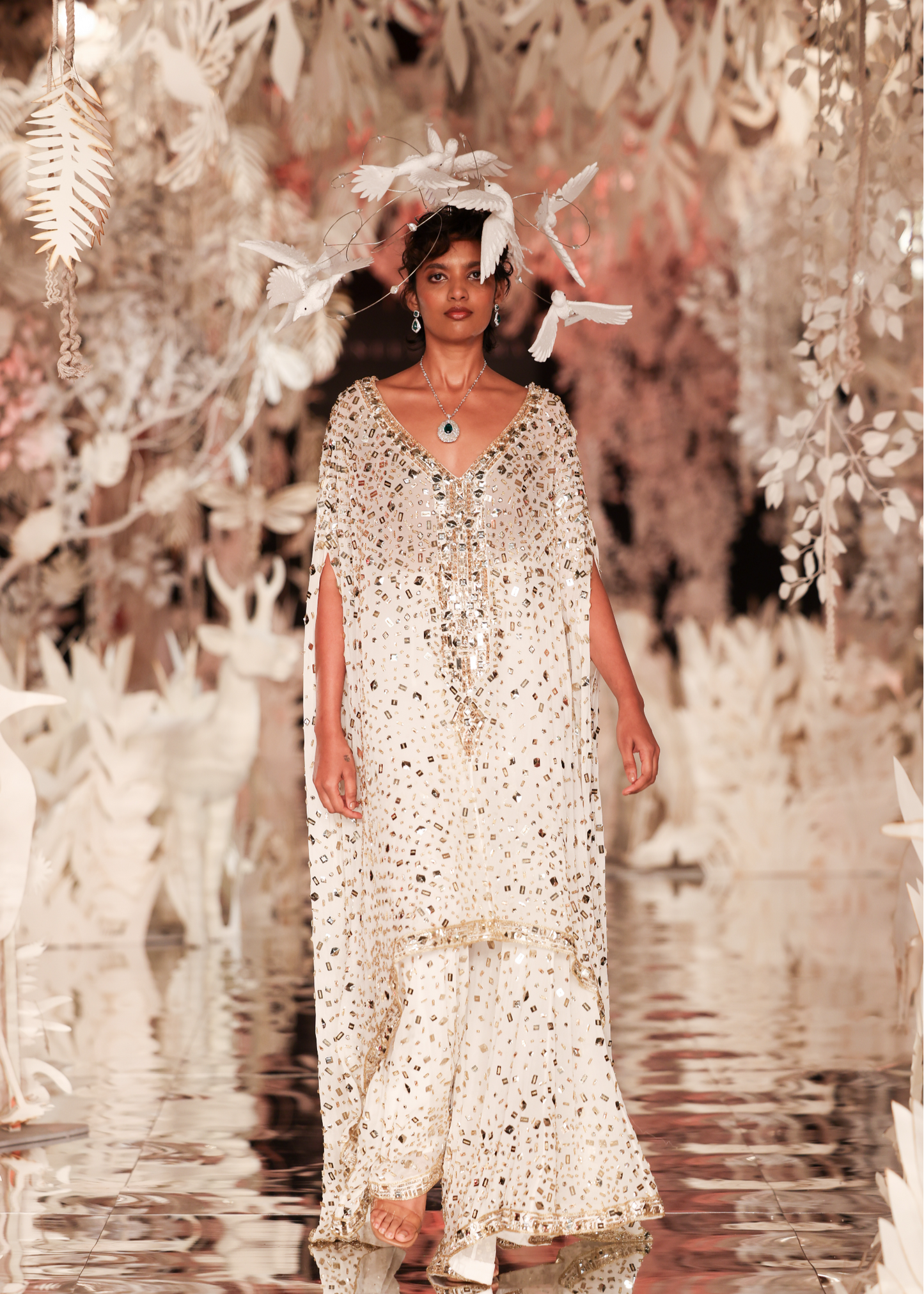 Embellished High-Low Kaftan Gown