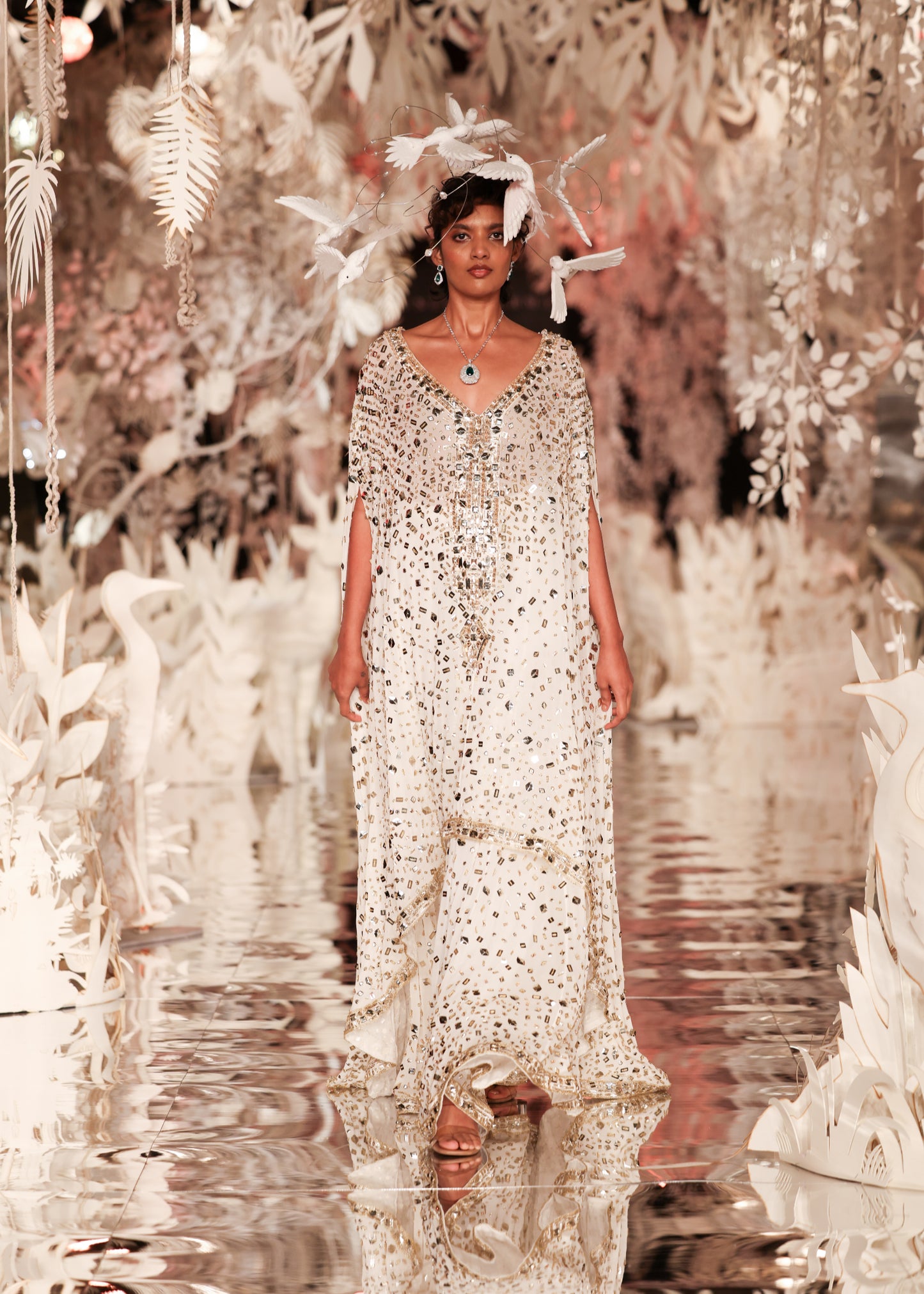 Embellished High-Low Kaftan Gown