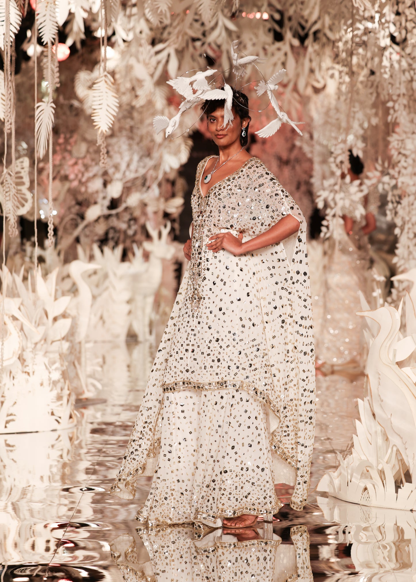 Embellished High-Low Kaftan Gown