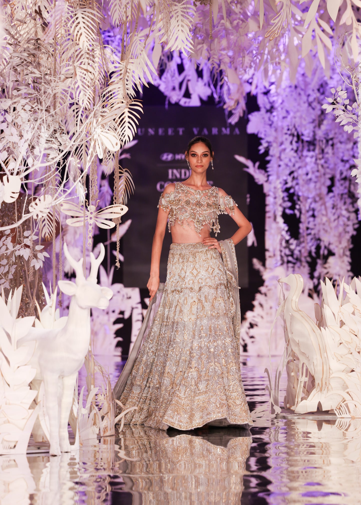 Silver Grey Zardozi Lehenga