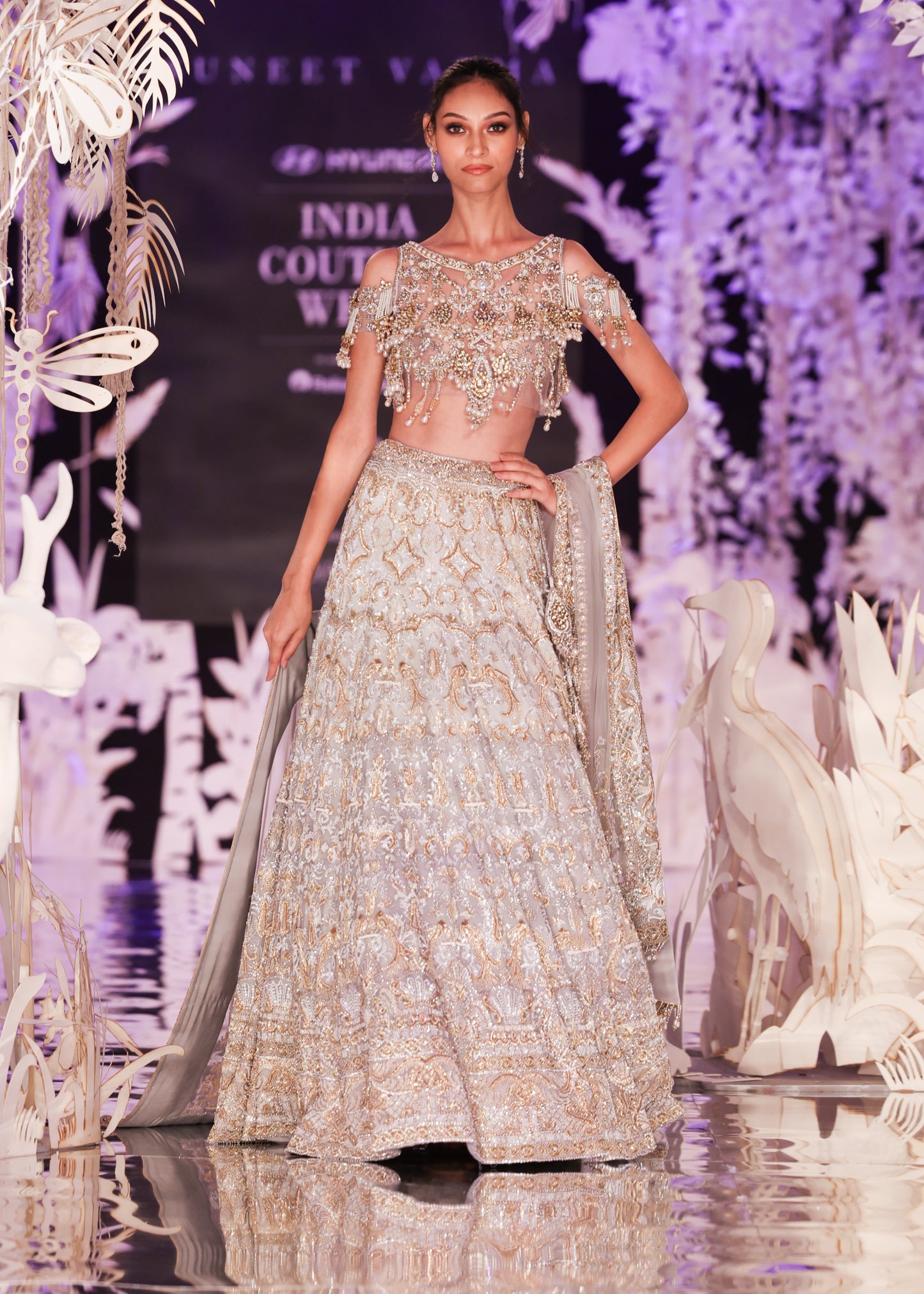 Silver Grey Zardozi Lehenga