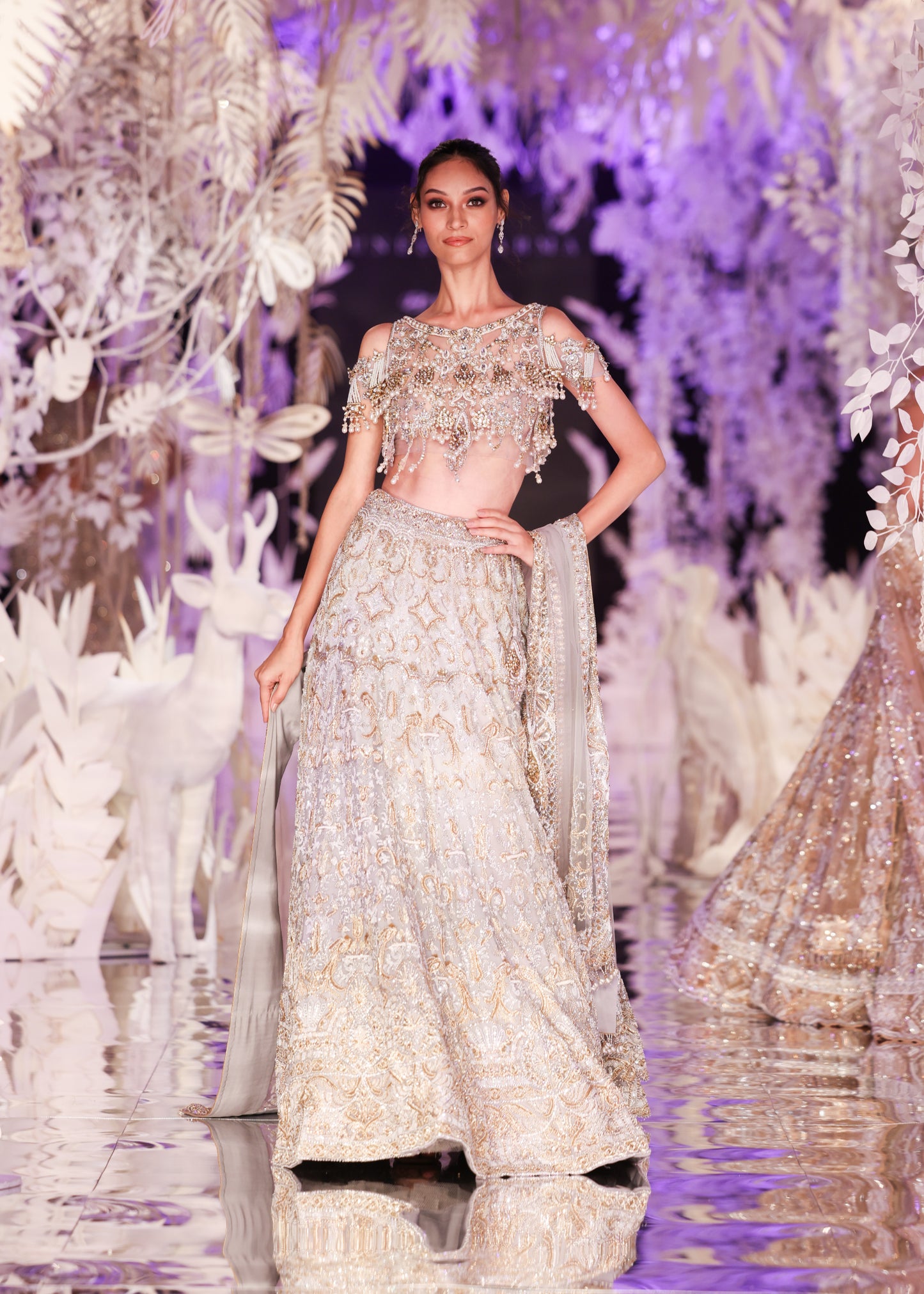 Silver Grey Zardozi Lehenga