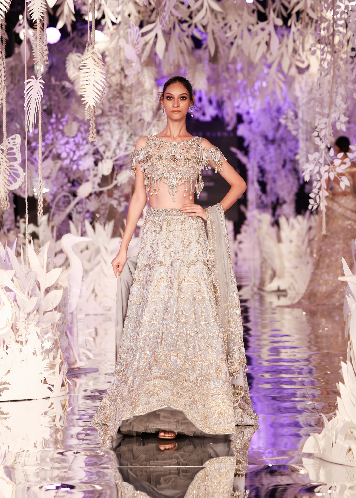 Silver Grey Zardozi Lehenga