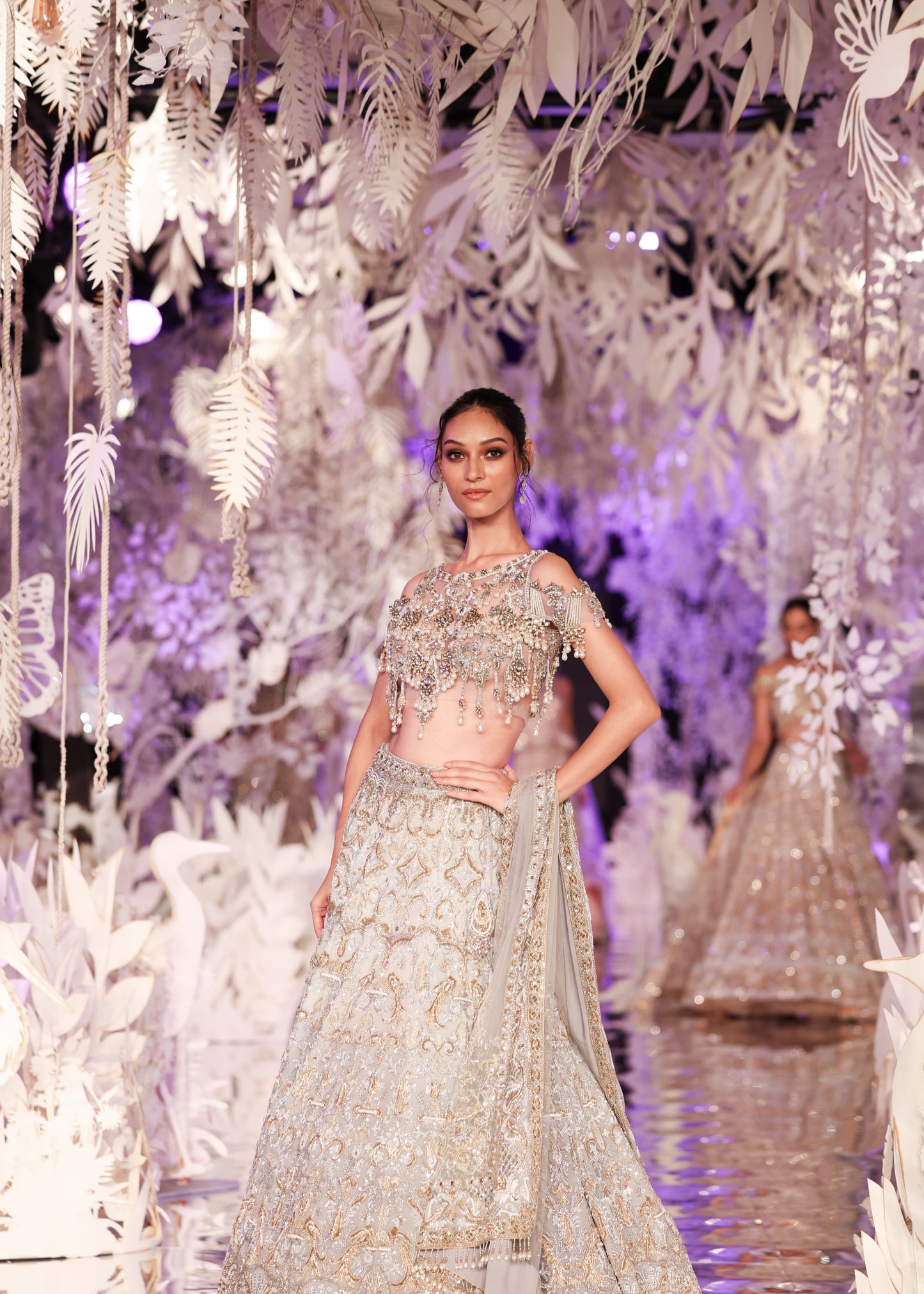 Silver Grey Zardozi Lehenga