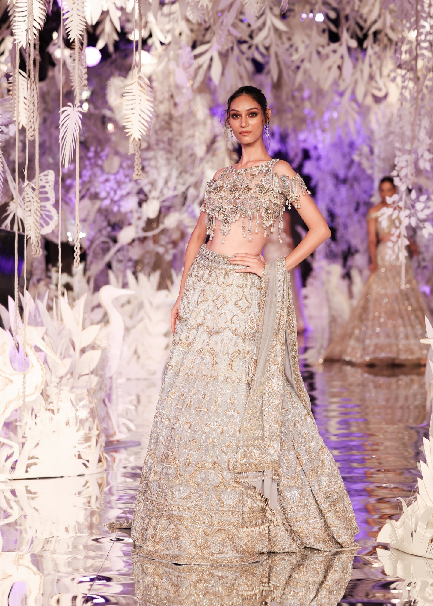 Silver Grey Zardozi Lehenga