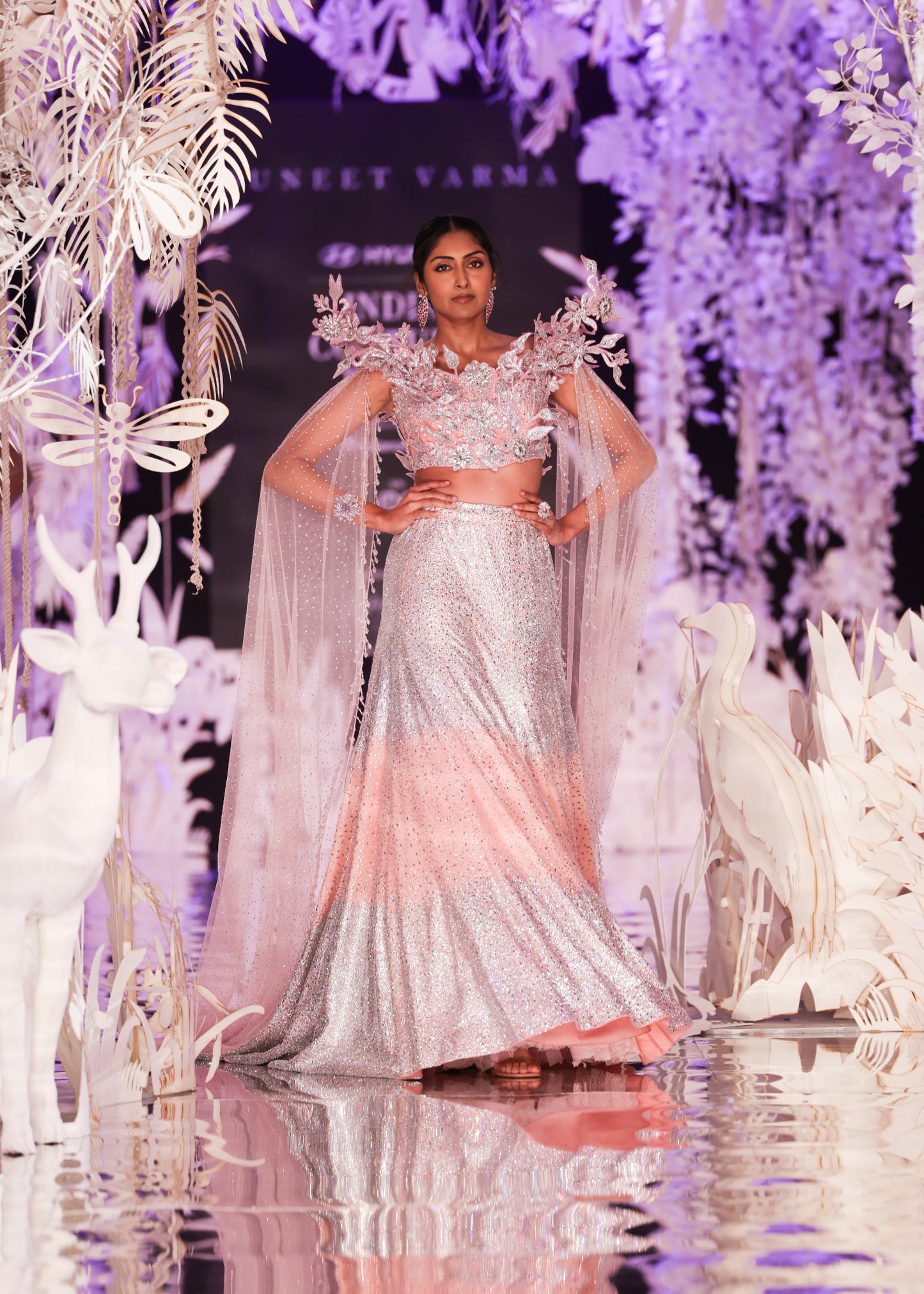 Pink Swarovski Embroidered Lehenga Set