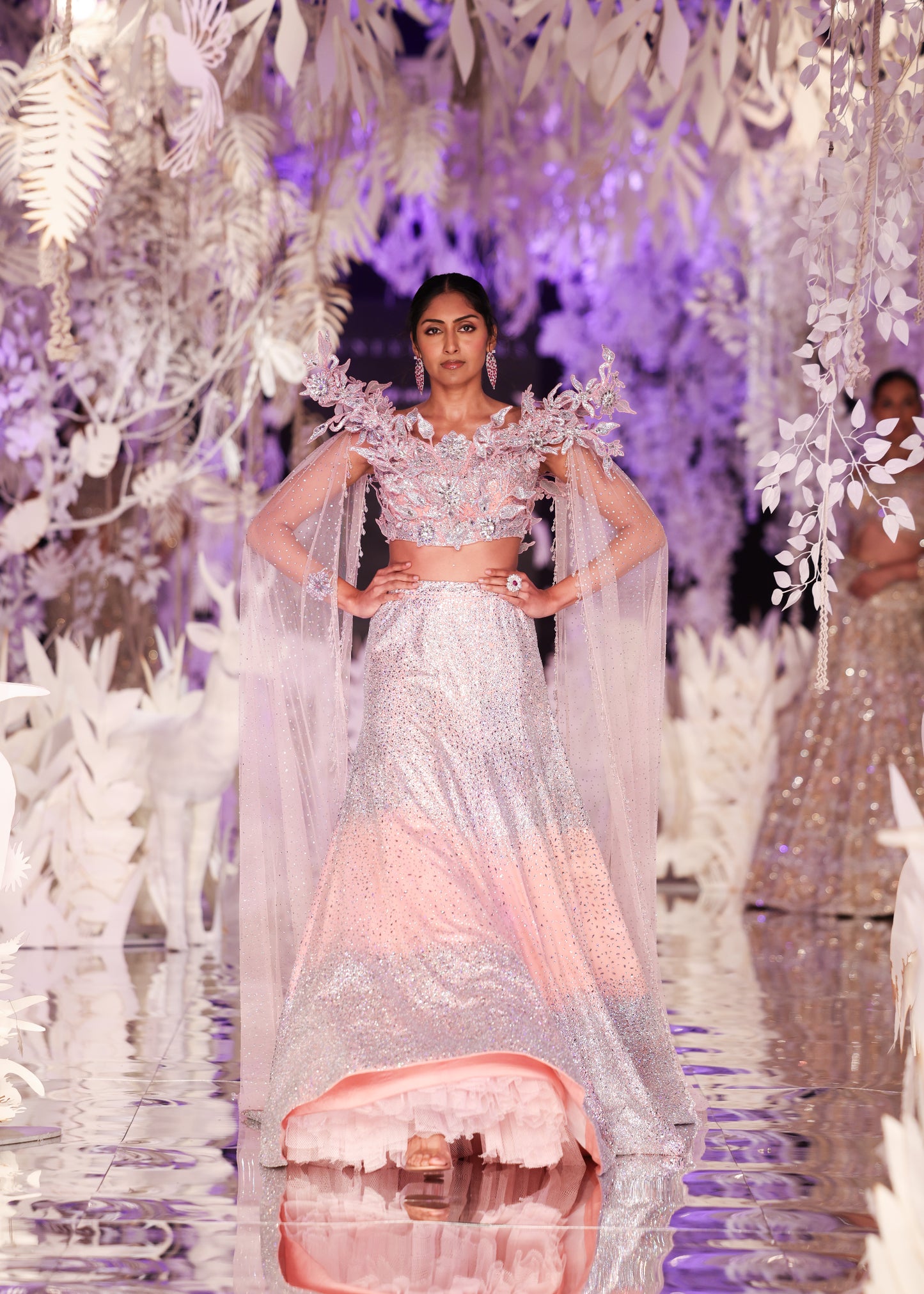 Pink Swarovski Embroidered Lehenga Set