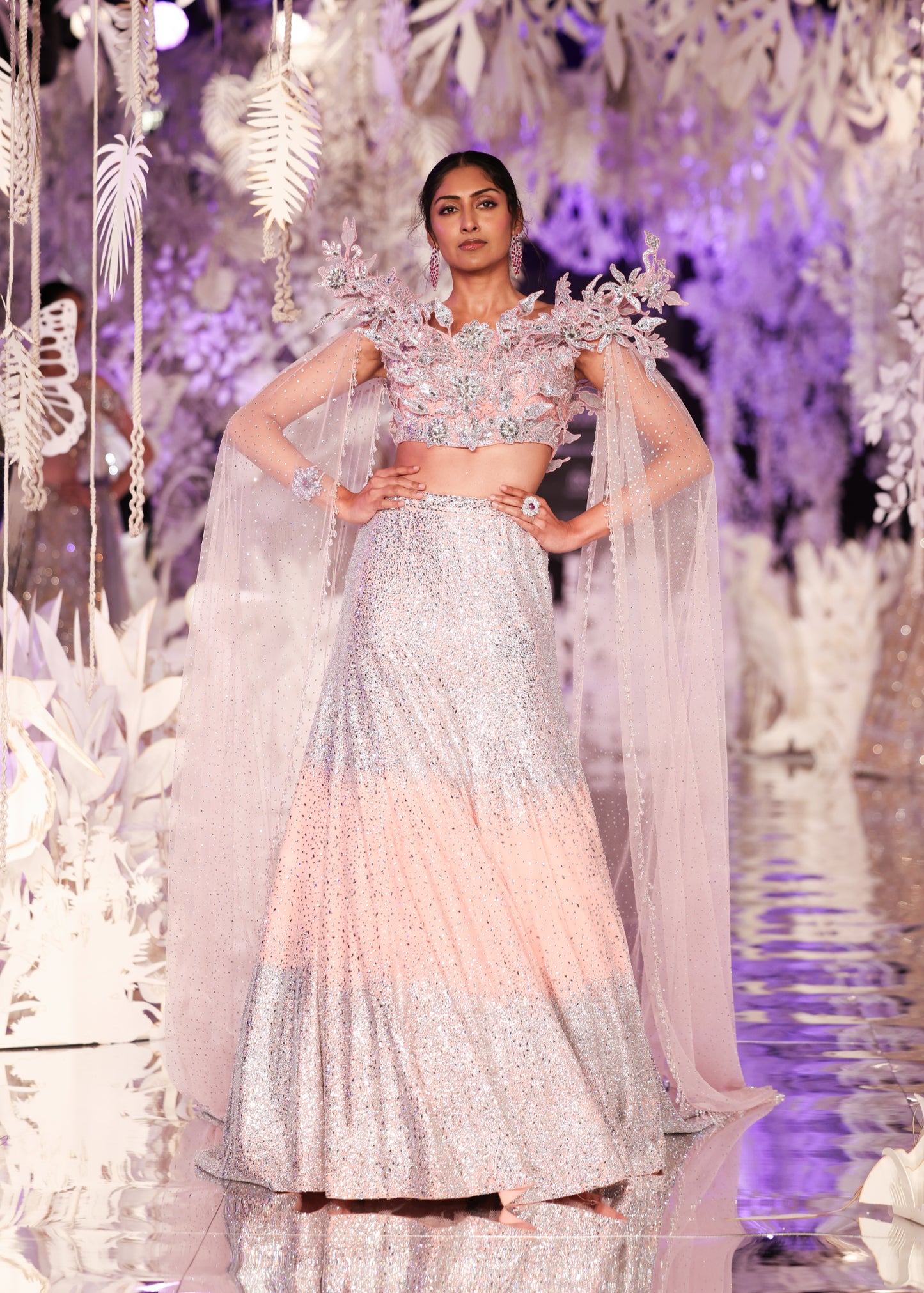 Pink Swarovski Embroidered Lehenga Set