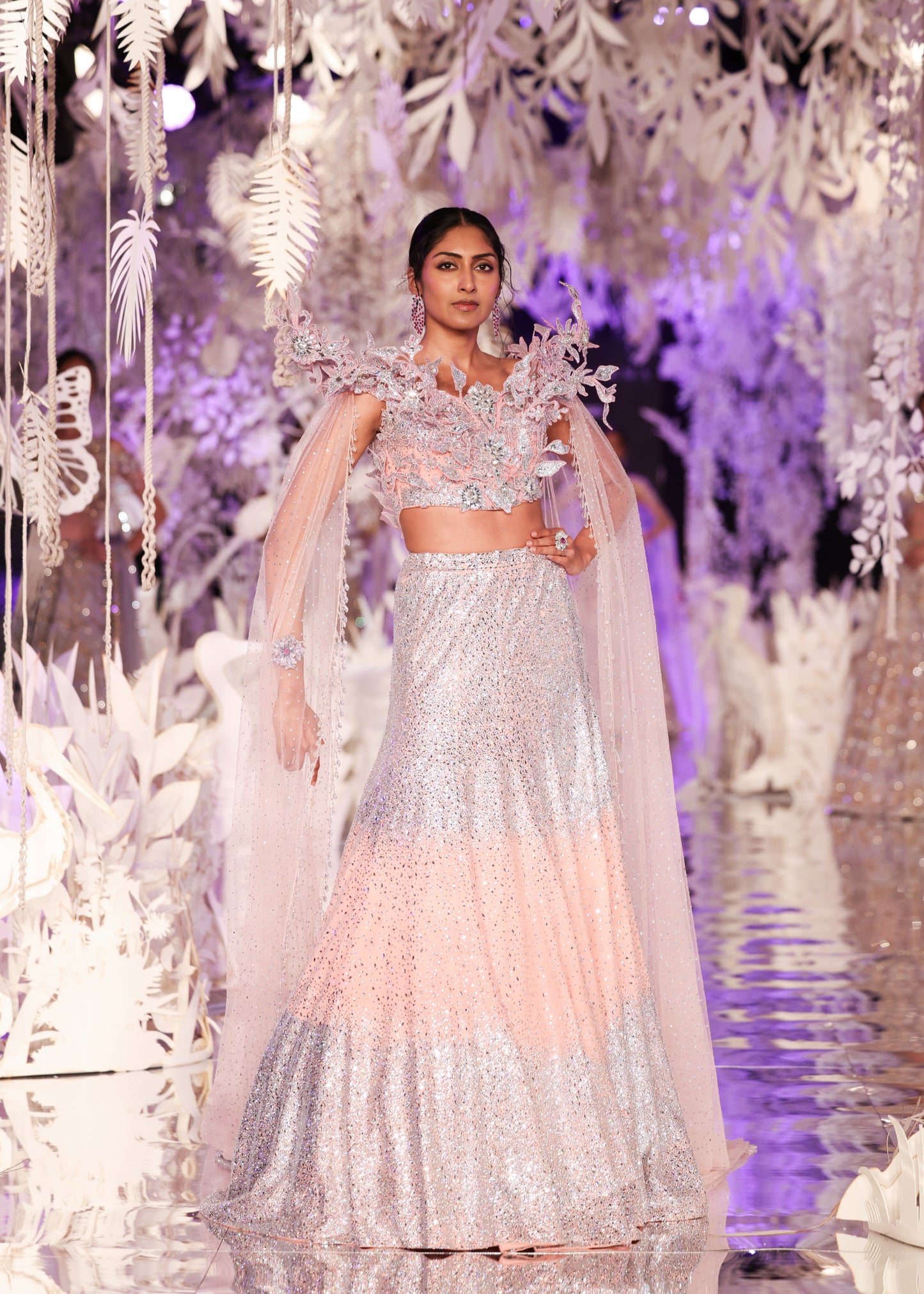 Pink Swarovski Embroidered Lehenga Set