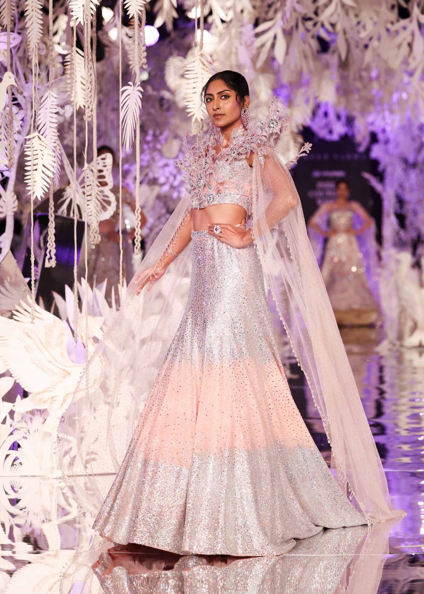 Pink Swarovski Embroidered Lehenga Set