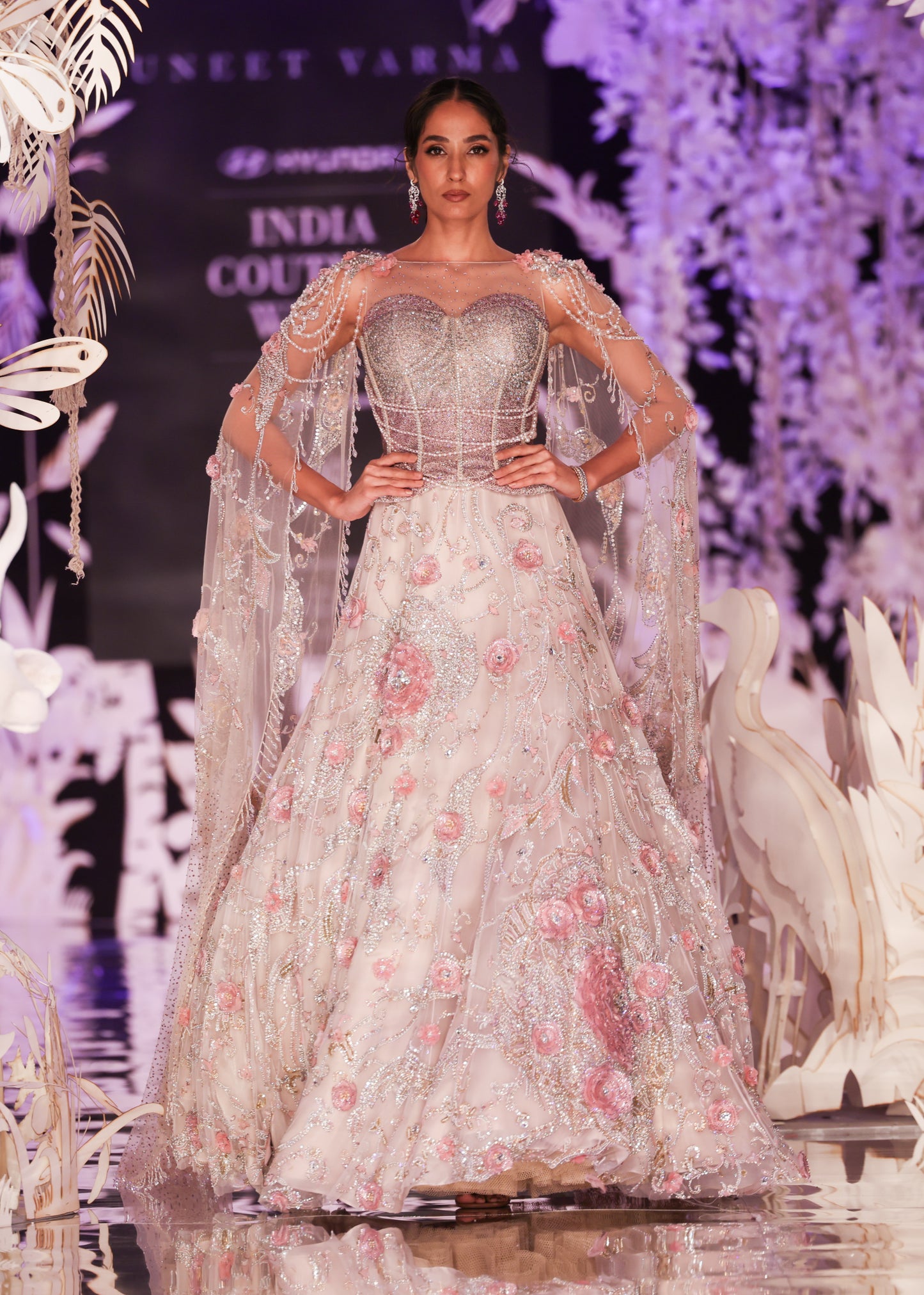 Blush Pink Swarovski Lehenga with Corset Blouse