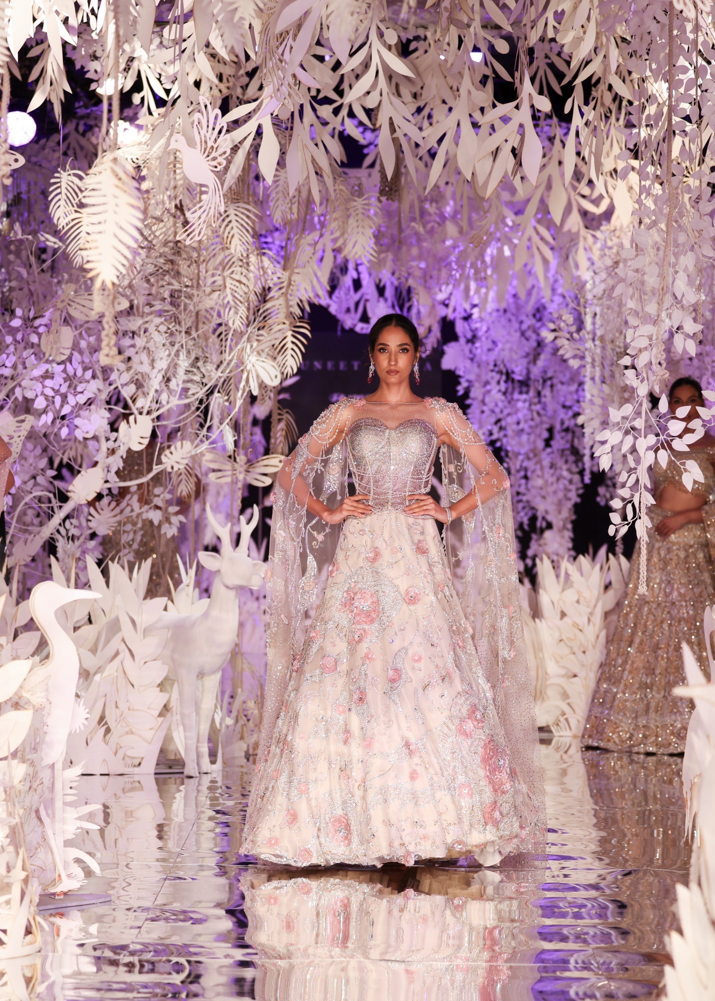 Blush Pink Swarovski Lehenga with Corset Blouse