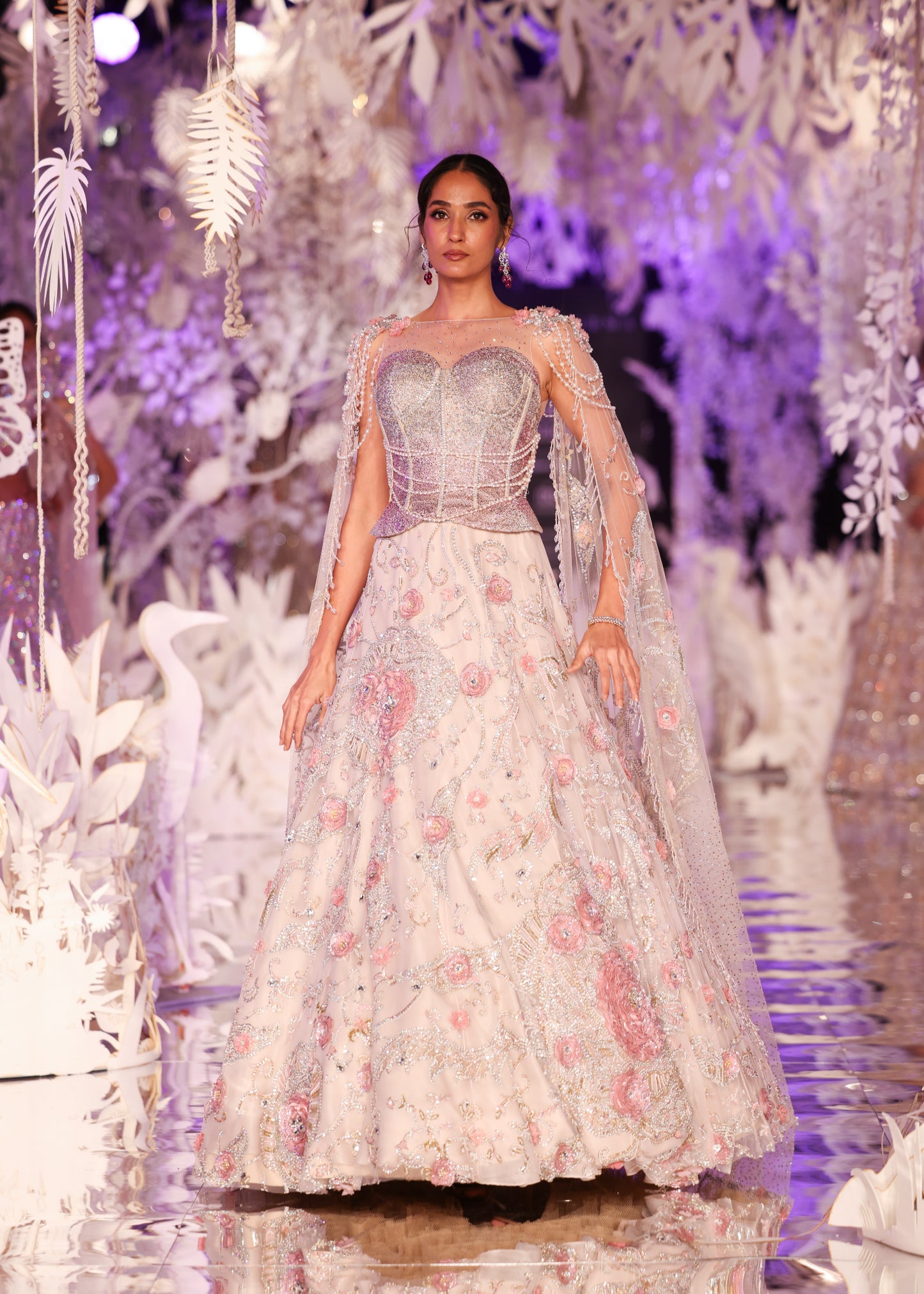 Blush Pink Swarovski Lehenga with Corset Blouse