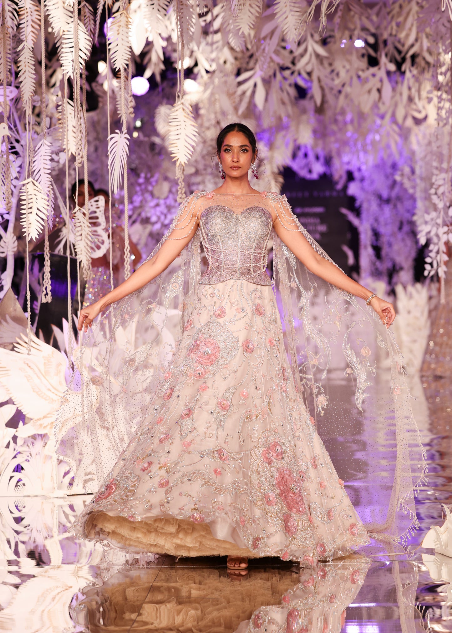 Blush Pink Swarovski Lehenga with Corset Blouse