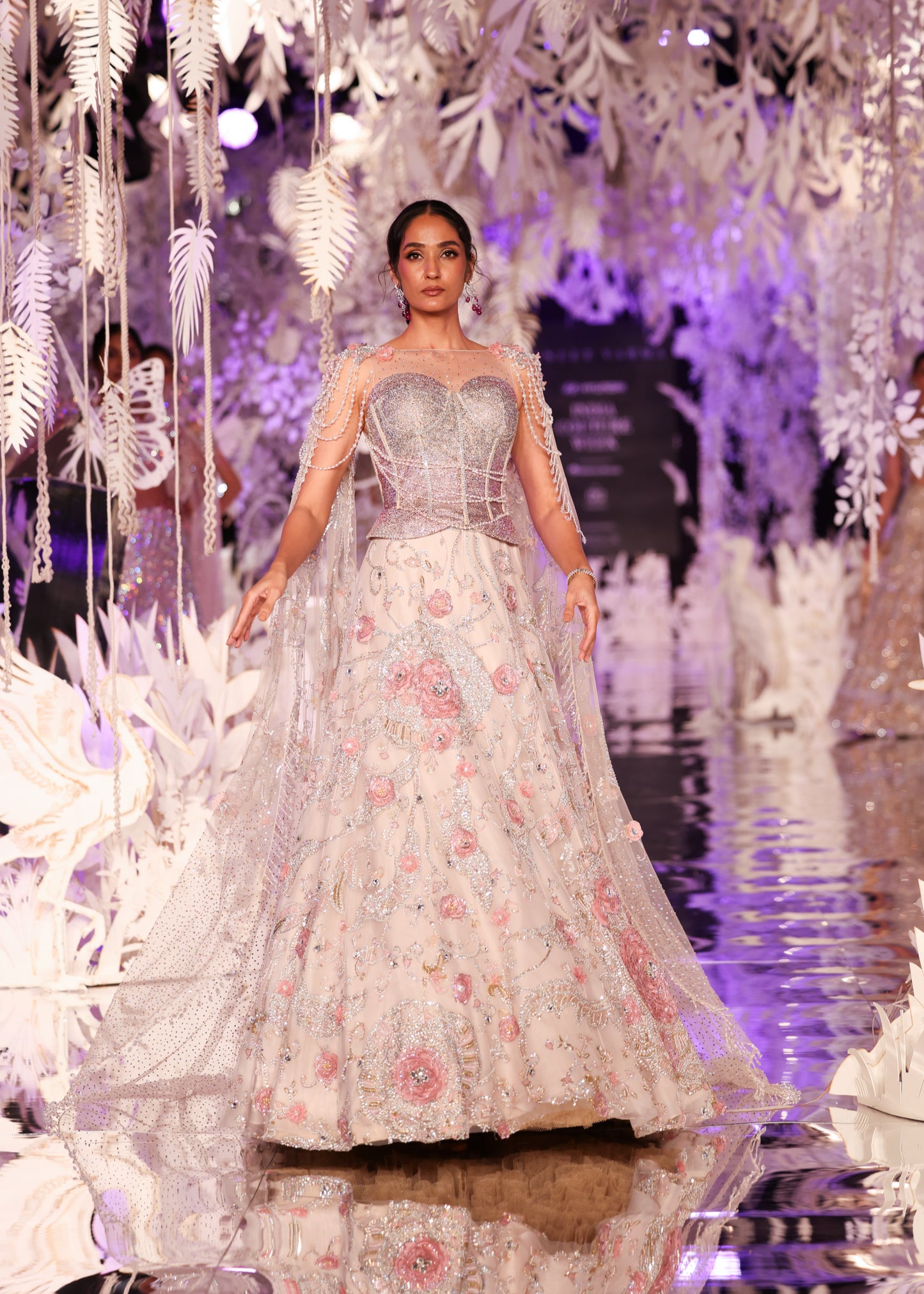 Blush Pink Swarovski Lehenga with Corset Blouse