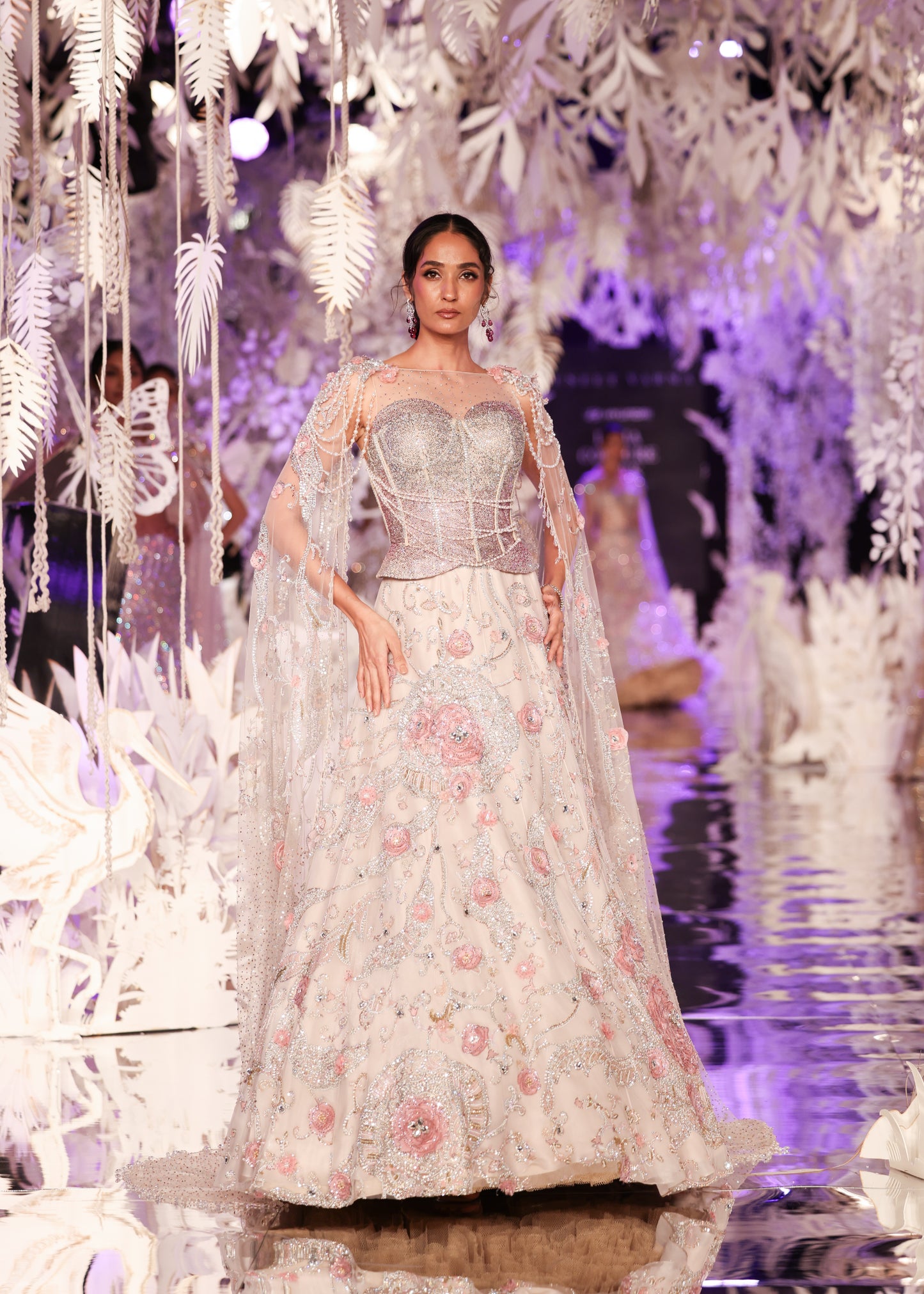 Blush Pink Swarovski Lehenga with Corset Blouse
