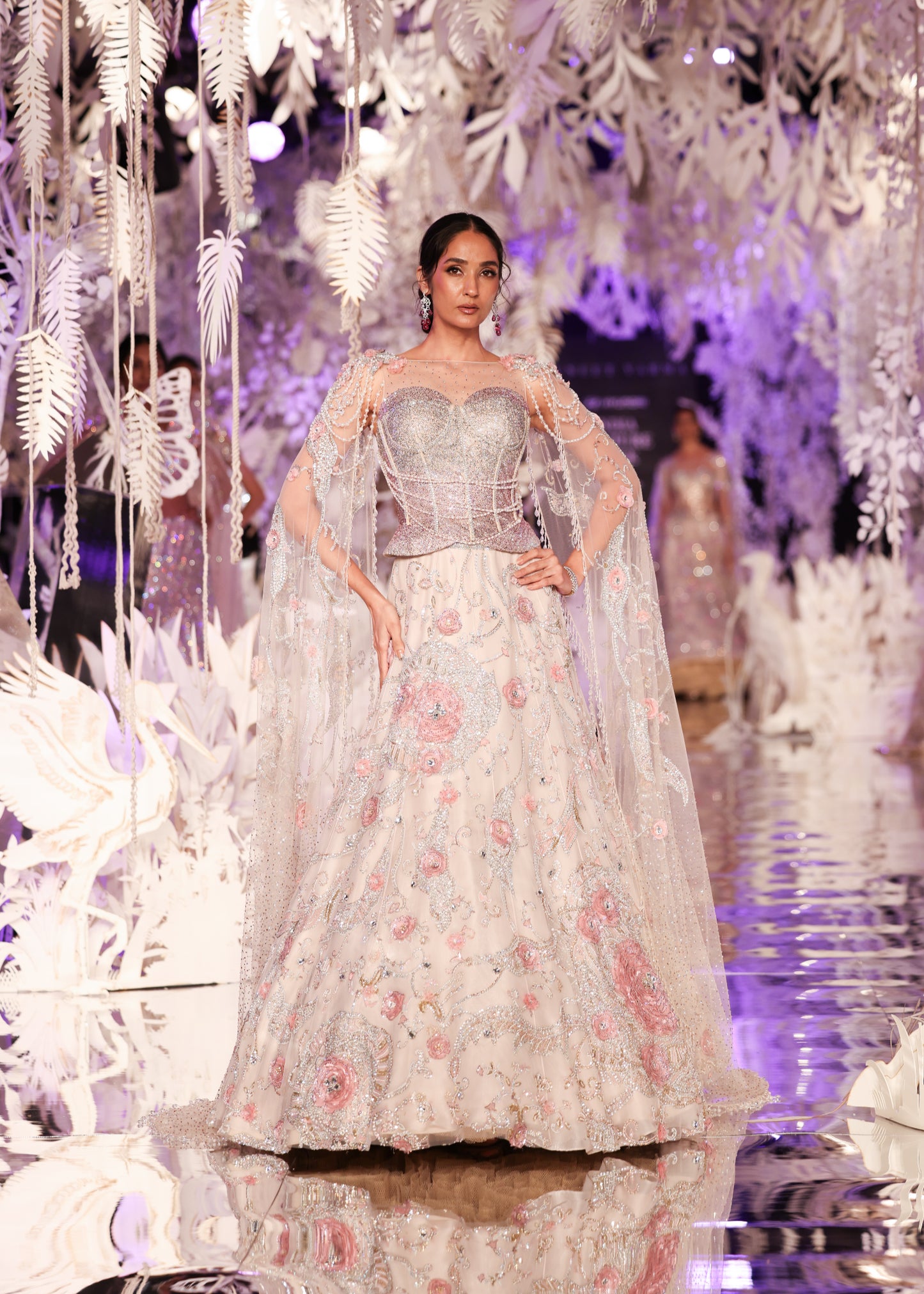 Blush Pink Swarovski Lehenga with Corset Blouse