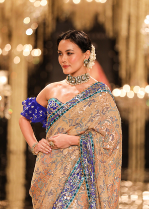 Gold Sequin & Threadwork Georgette Saree