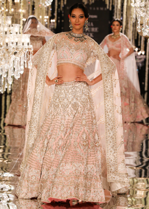 Blush Thread & Crystal Embroidered Lehenga