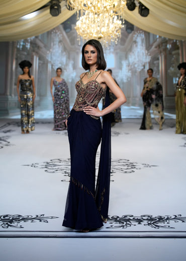 Midnight Drape Corset Set