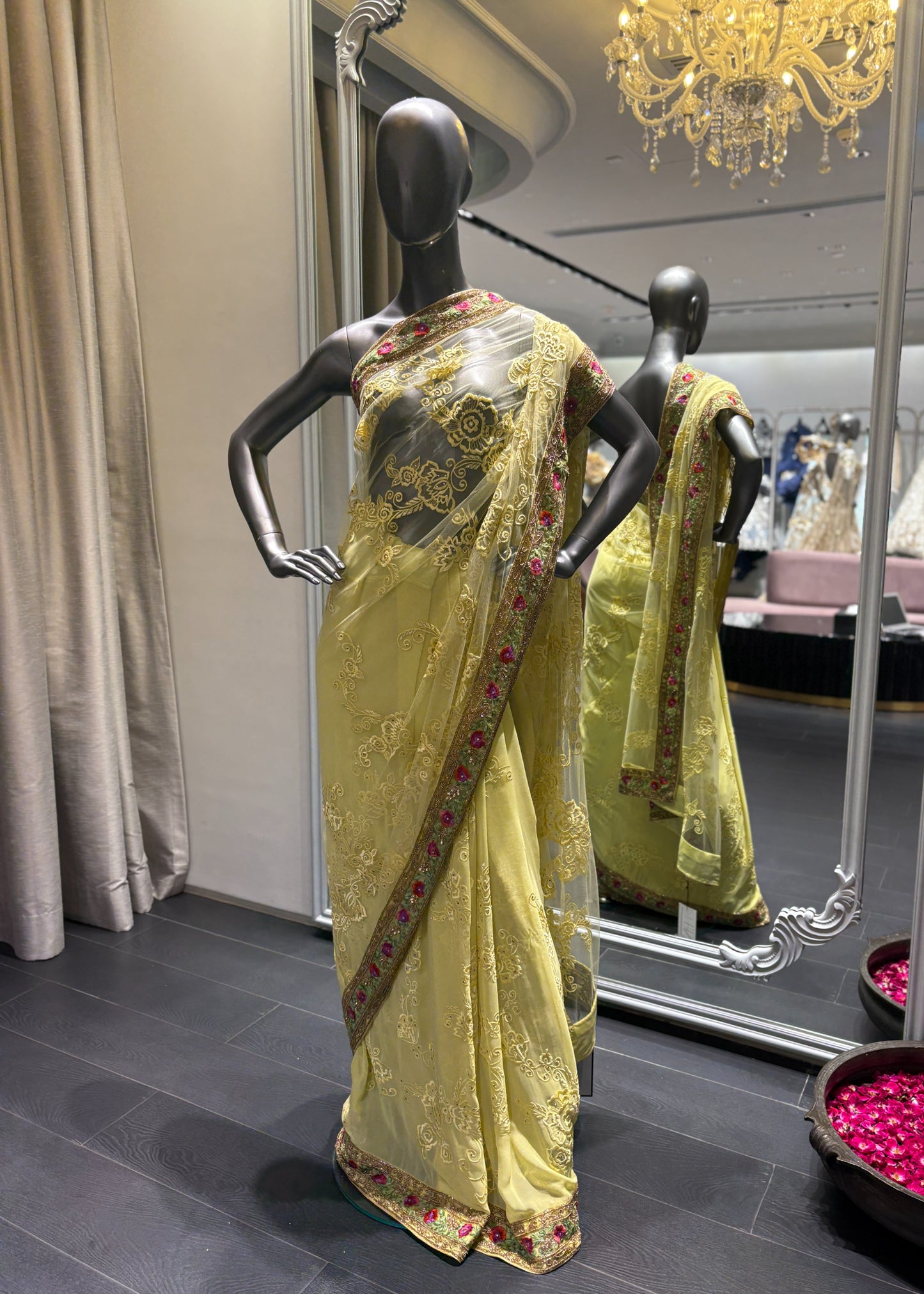Yellow Spanish Border Saree