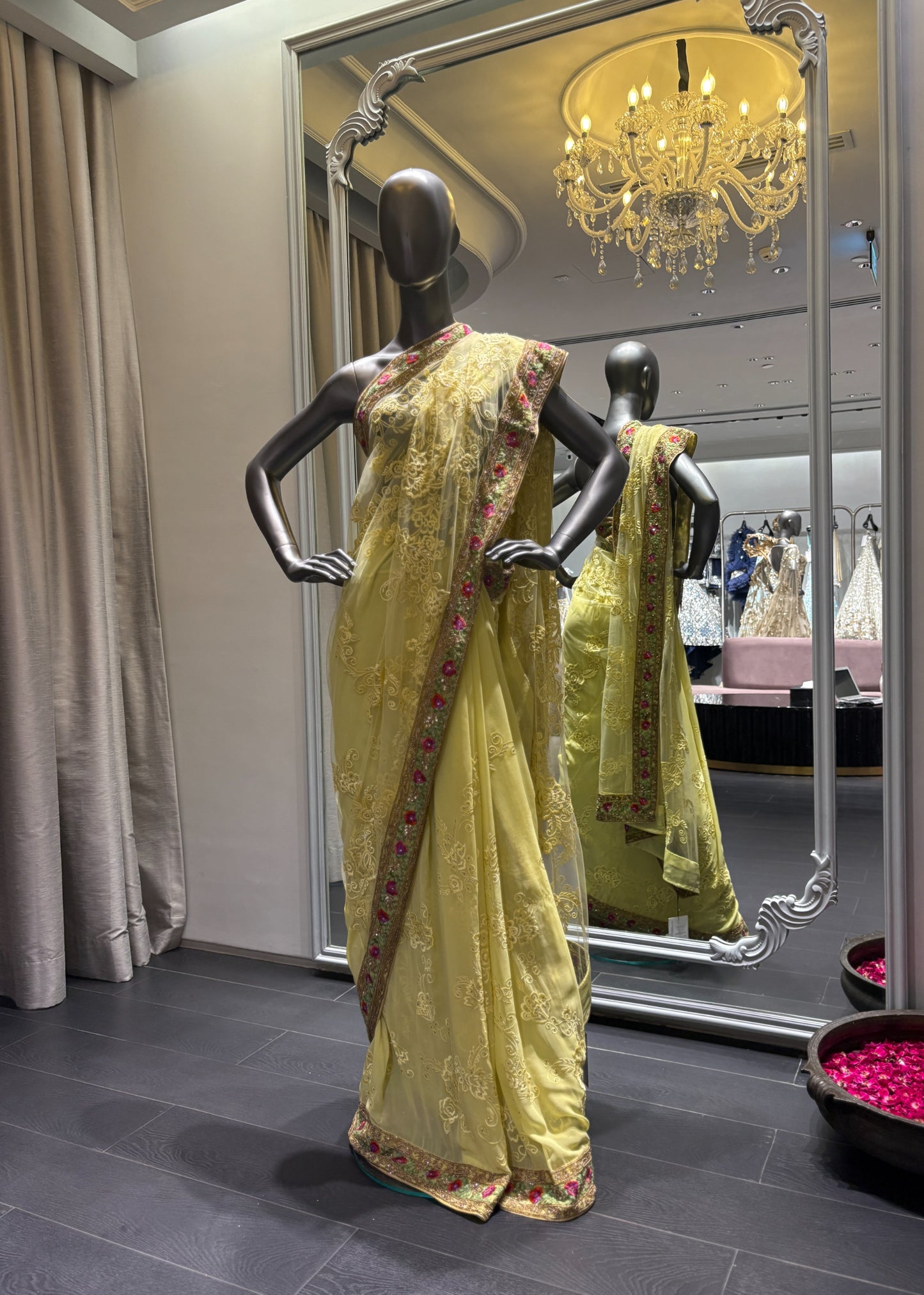 Yellow Spanish Border Saree