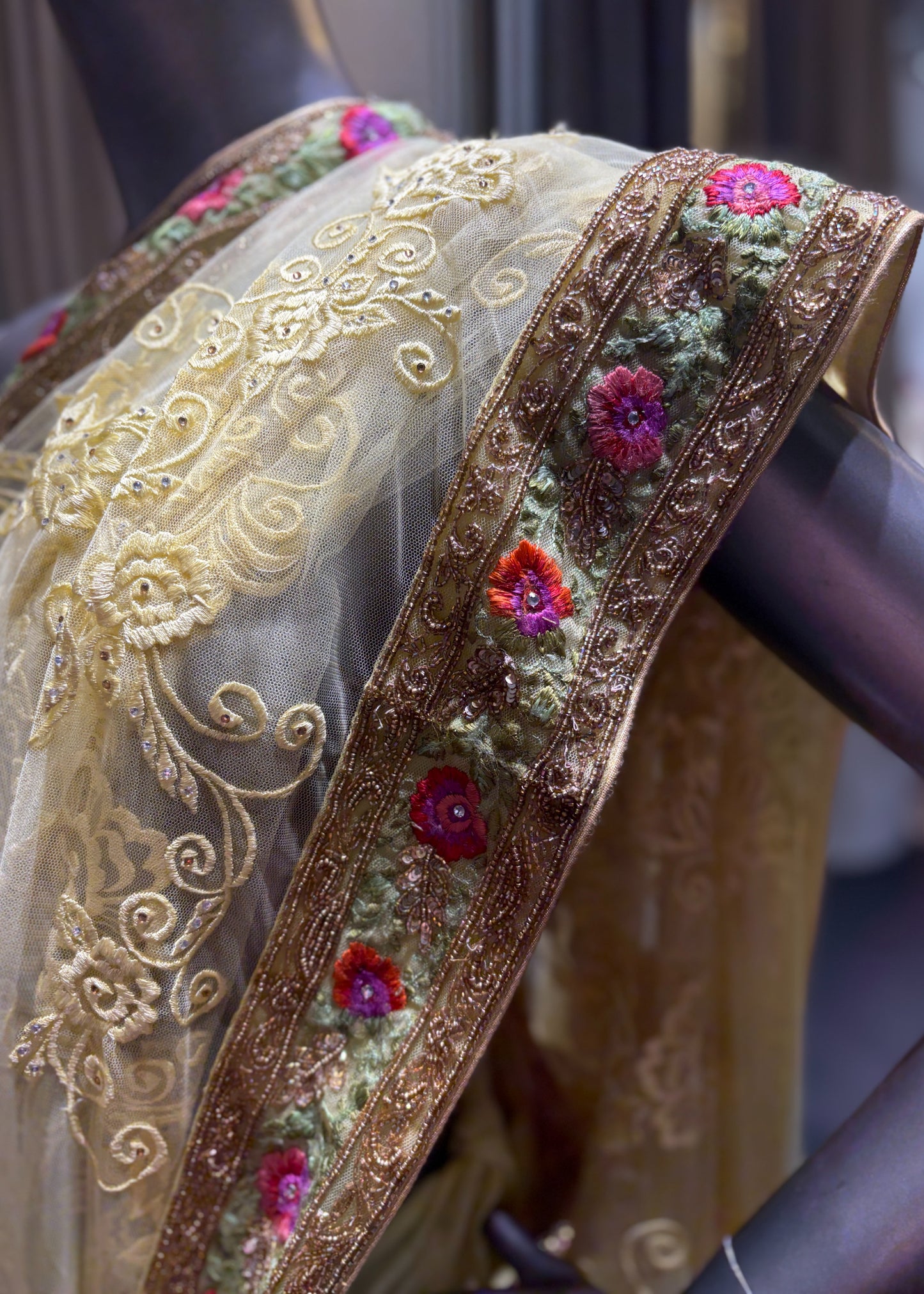 Yellow Spanish Border Saree