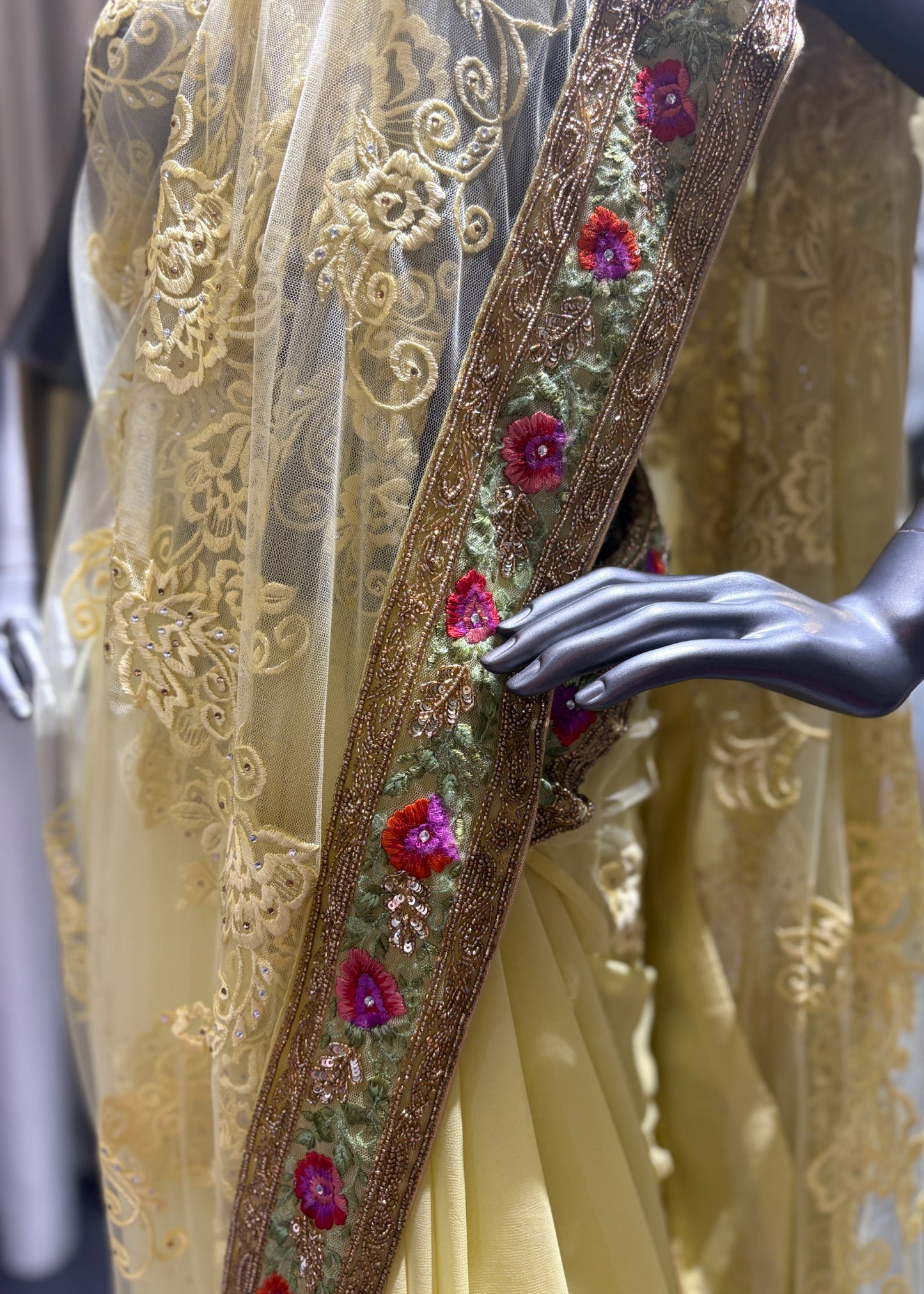 Yellow Spanish Border Saree