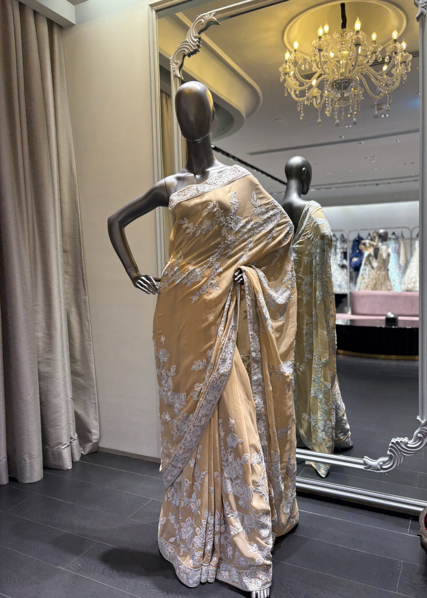 Beige Jaal Saree