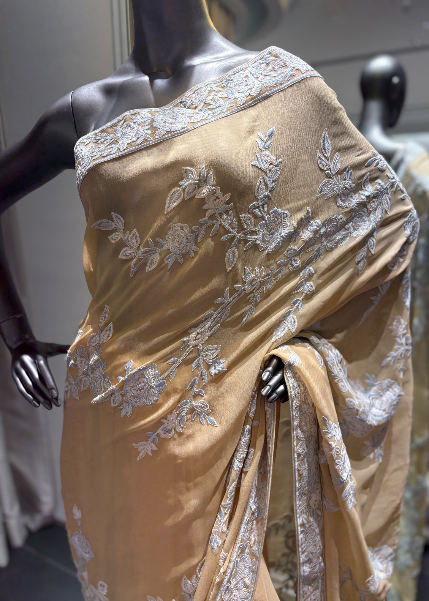 Beige Jaal Saree