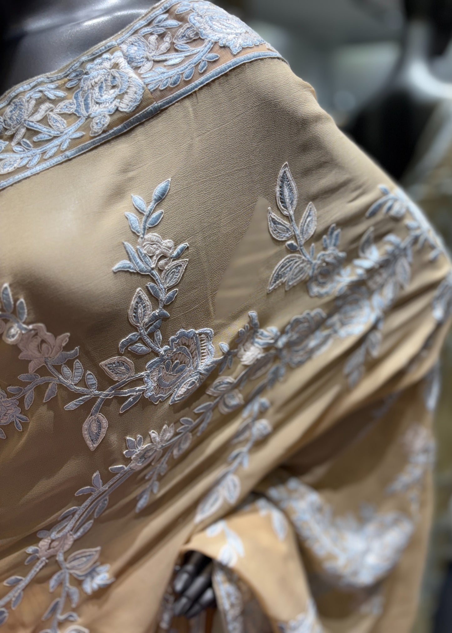 Beige Jaal Saree