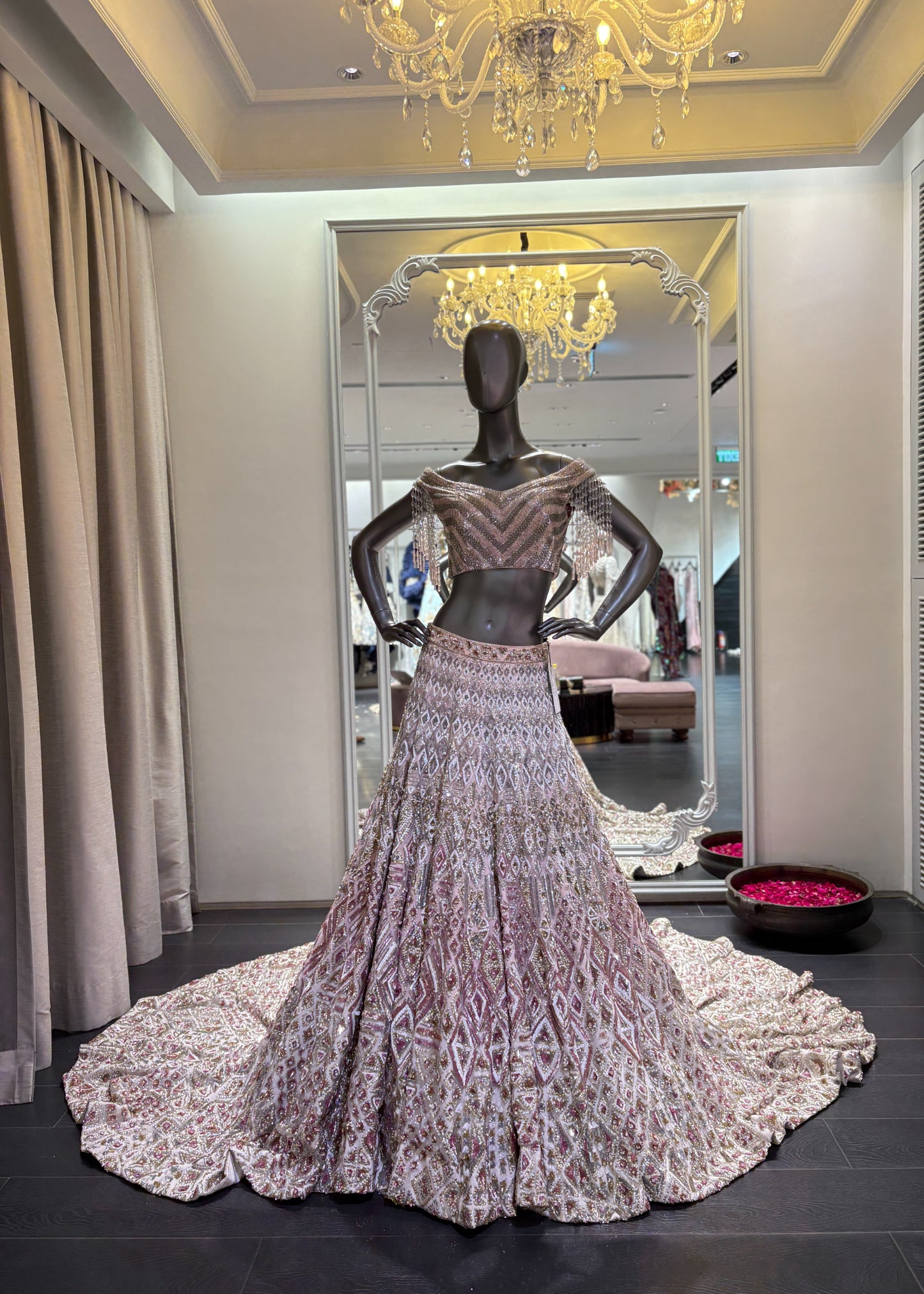 Pink To Ivory Trail Lehenga Set