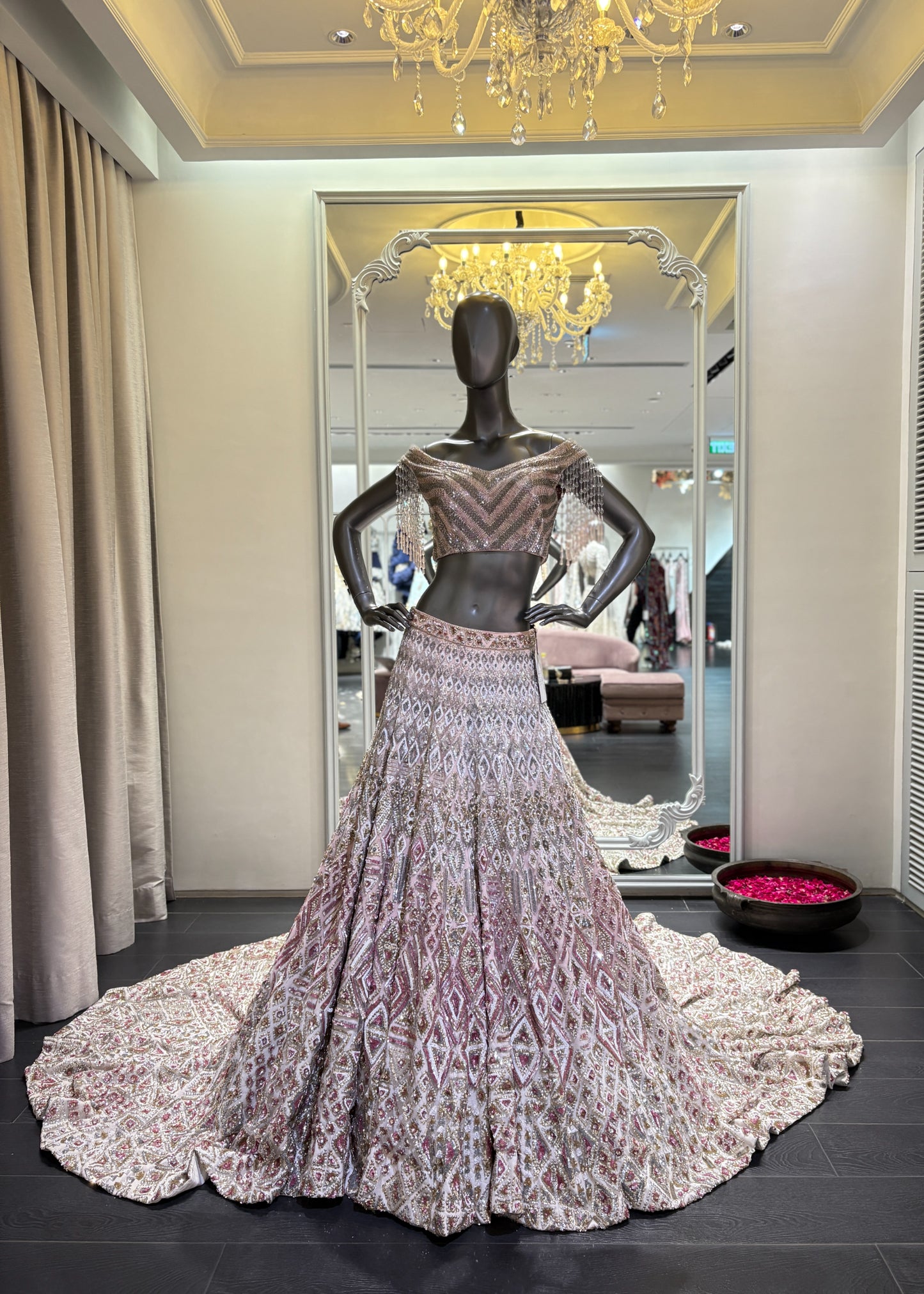 Pink To Ivory Trail Lehenga Set