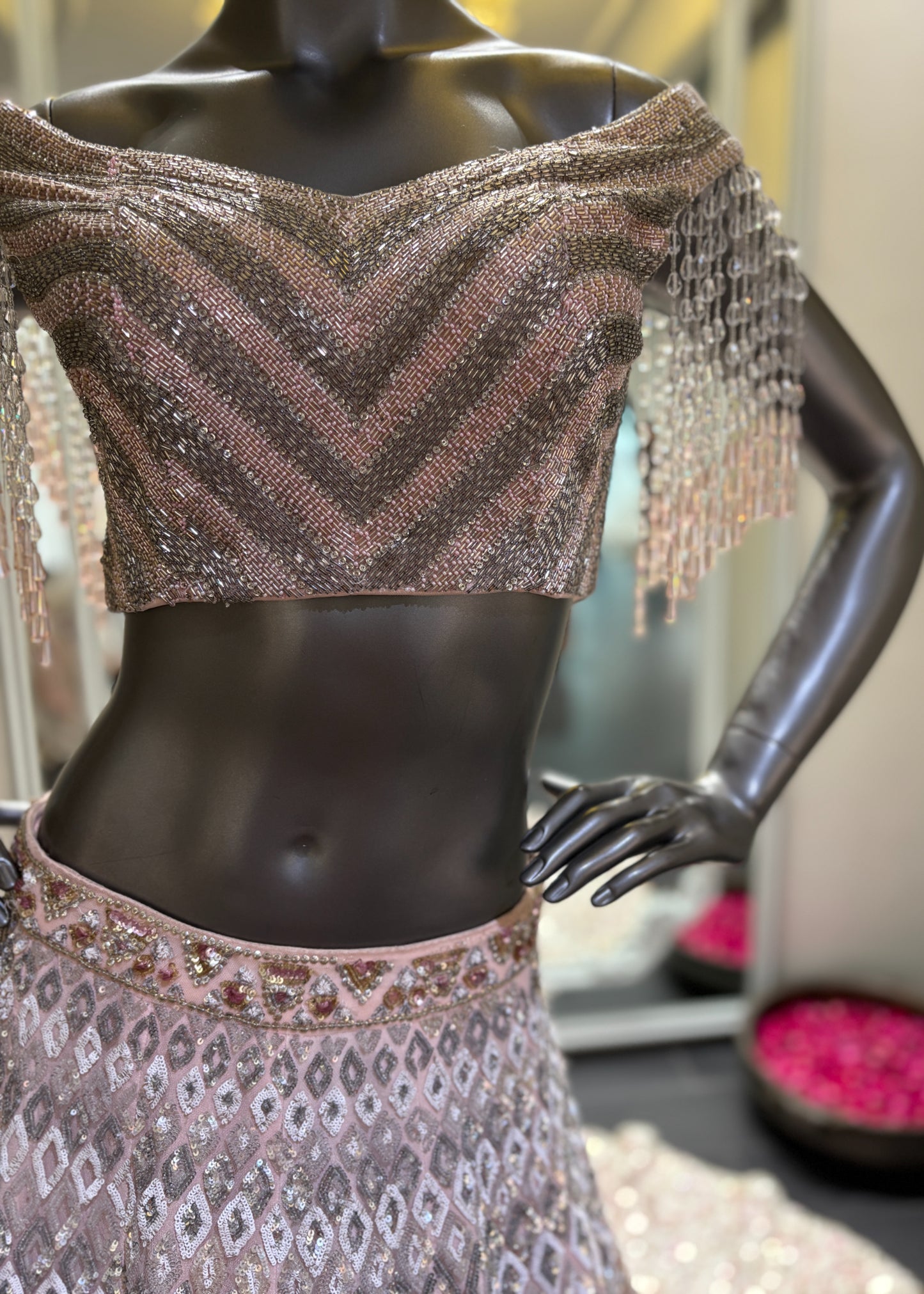 Pink To Ivory Trail Lehenga Set