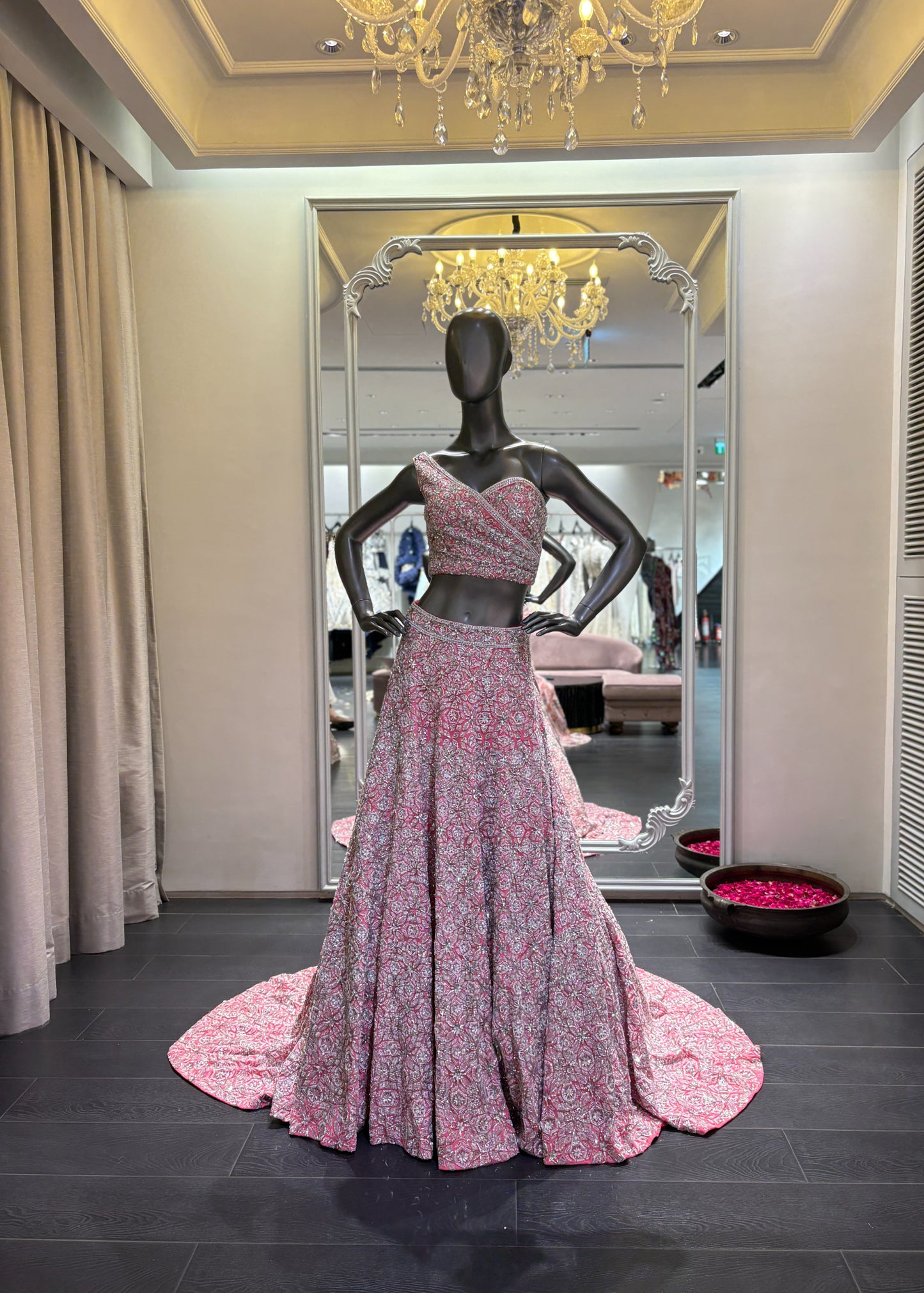 Pink Jaal Embroidery Lehenga Set