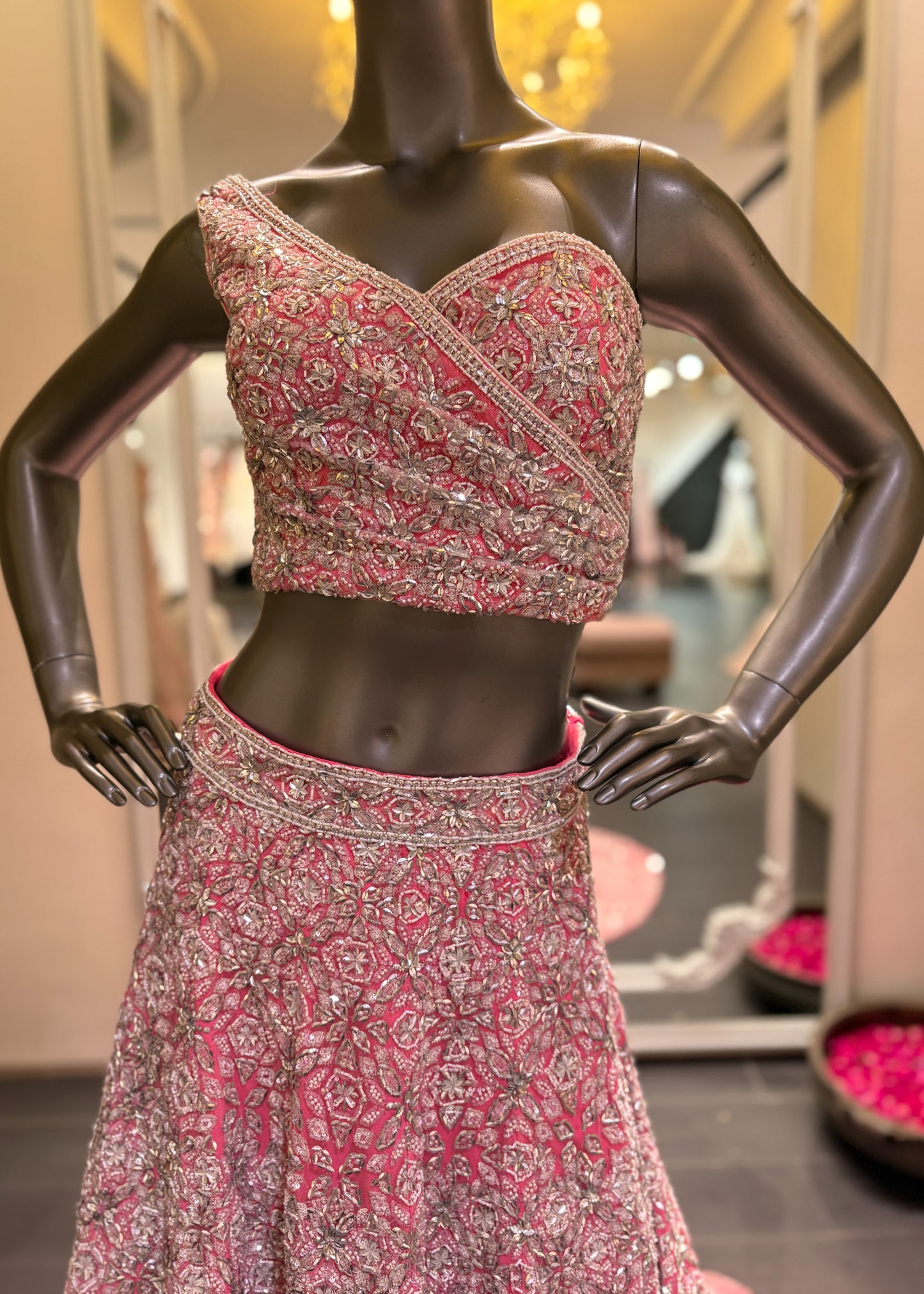 Pink Jaal Embroidery Lehenga Set