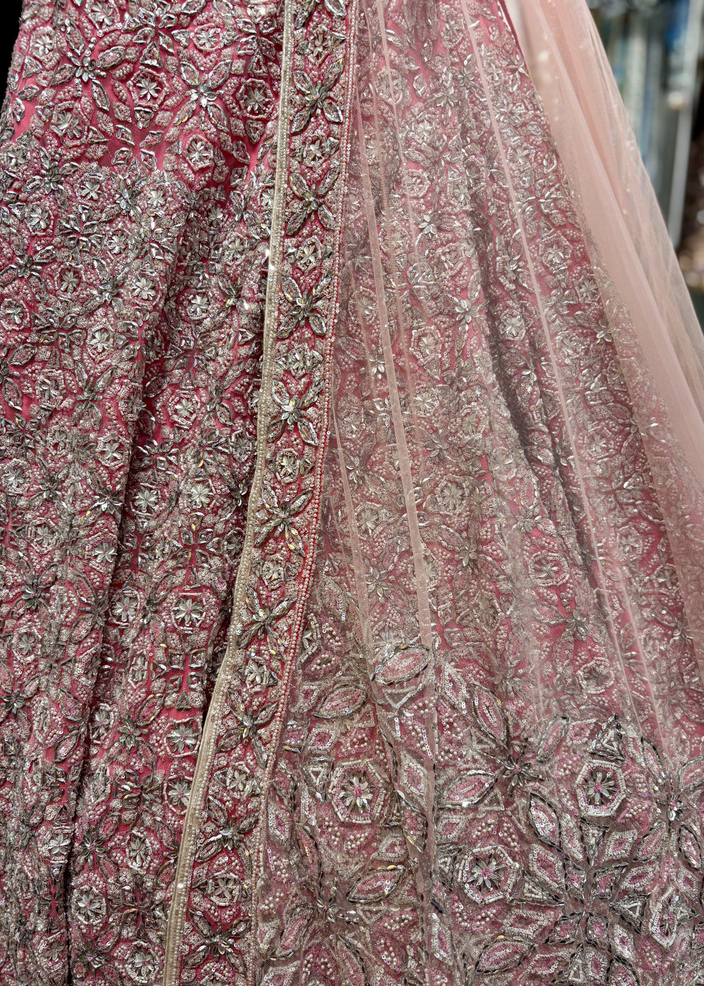 Pink Jaal Embroidery Lehenga Set