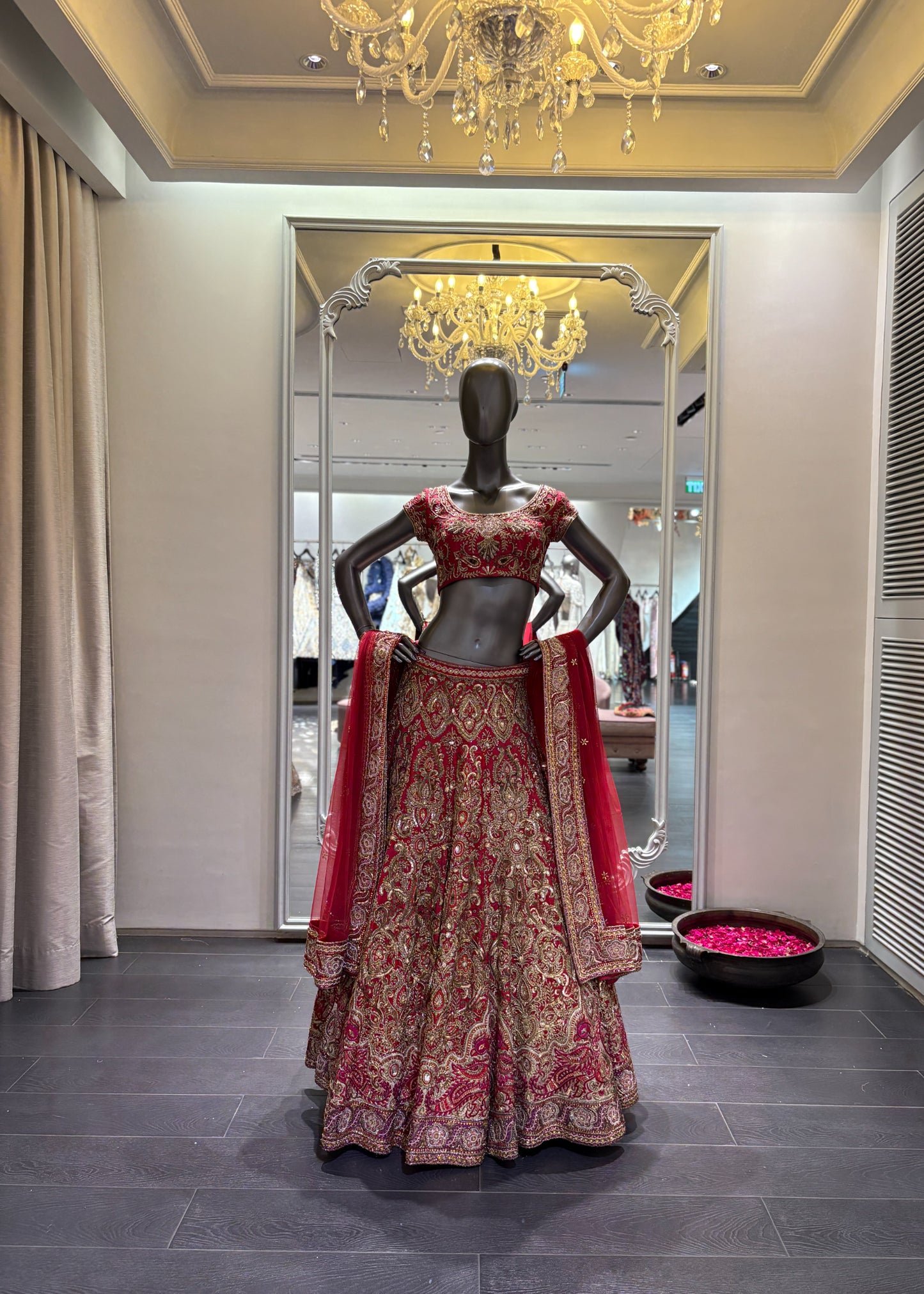 Maroon Zardozi Lengha Set