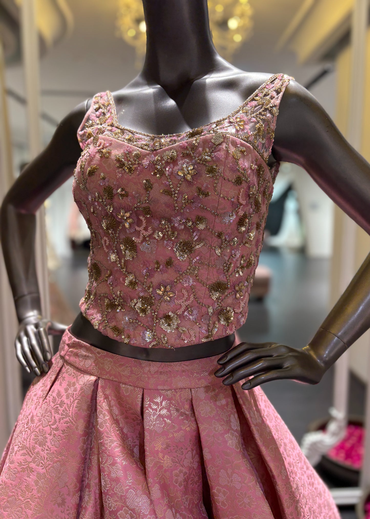 Brocade Pink Skirt Top