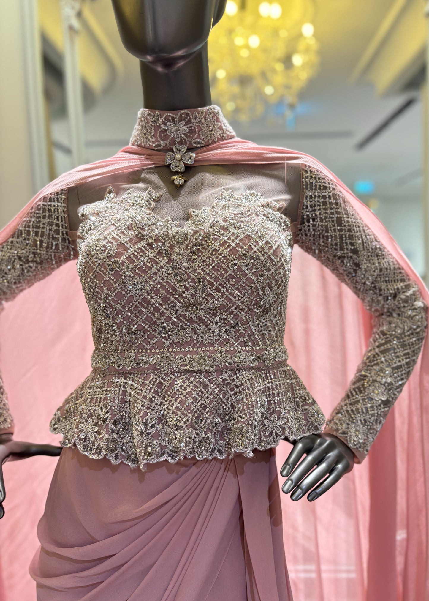 Pink Top With Drape Pants