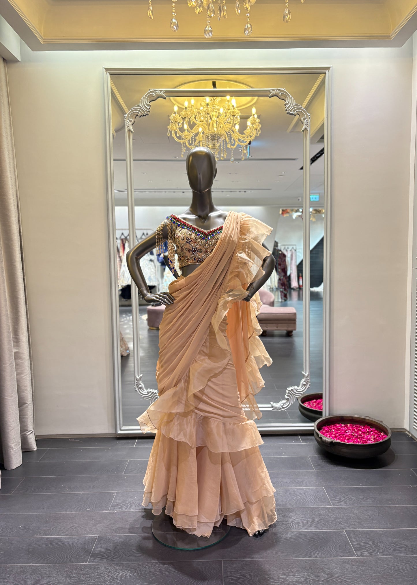 Beige Concept Saree With Crystal Blouse