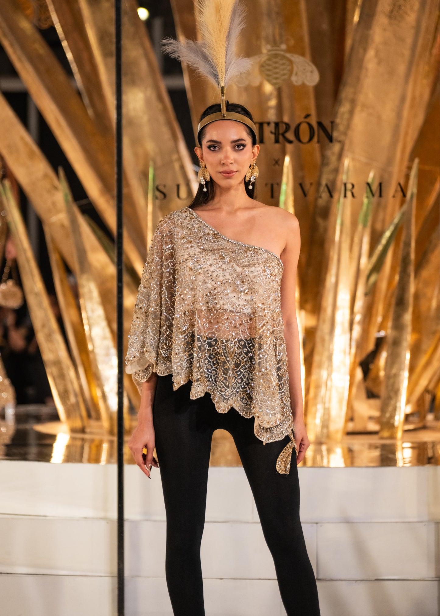 One Shoulder Gold Top